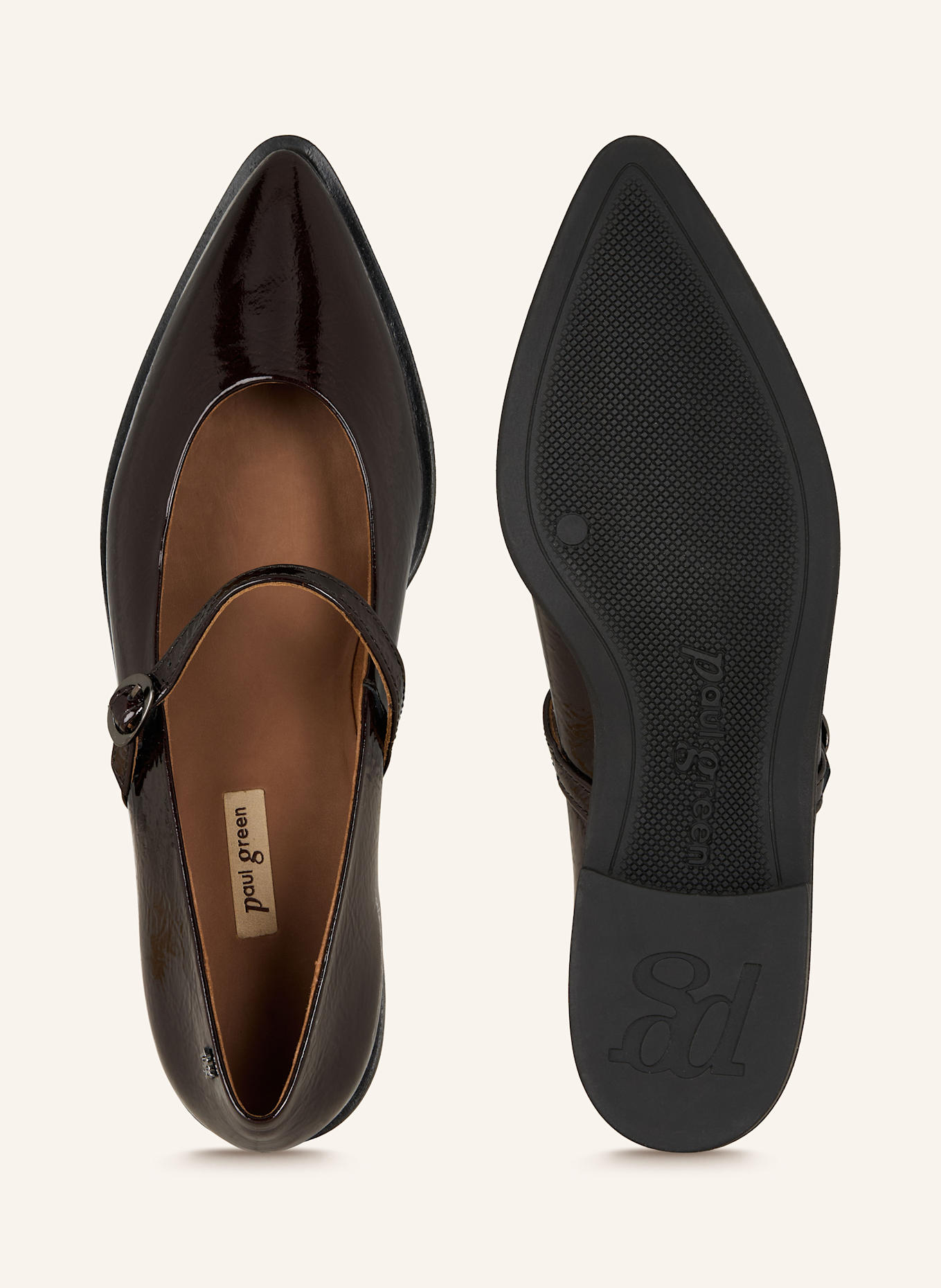 paul green Mary-Jane-Ballerinas: DUNKELBRAUN