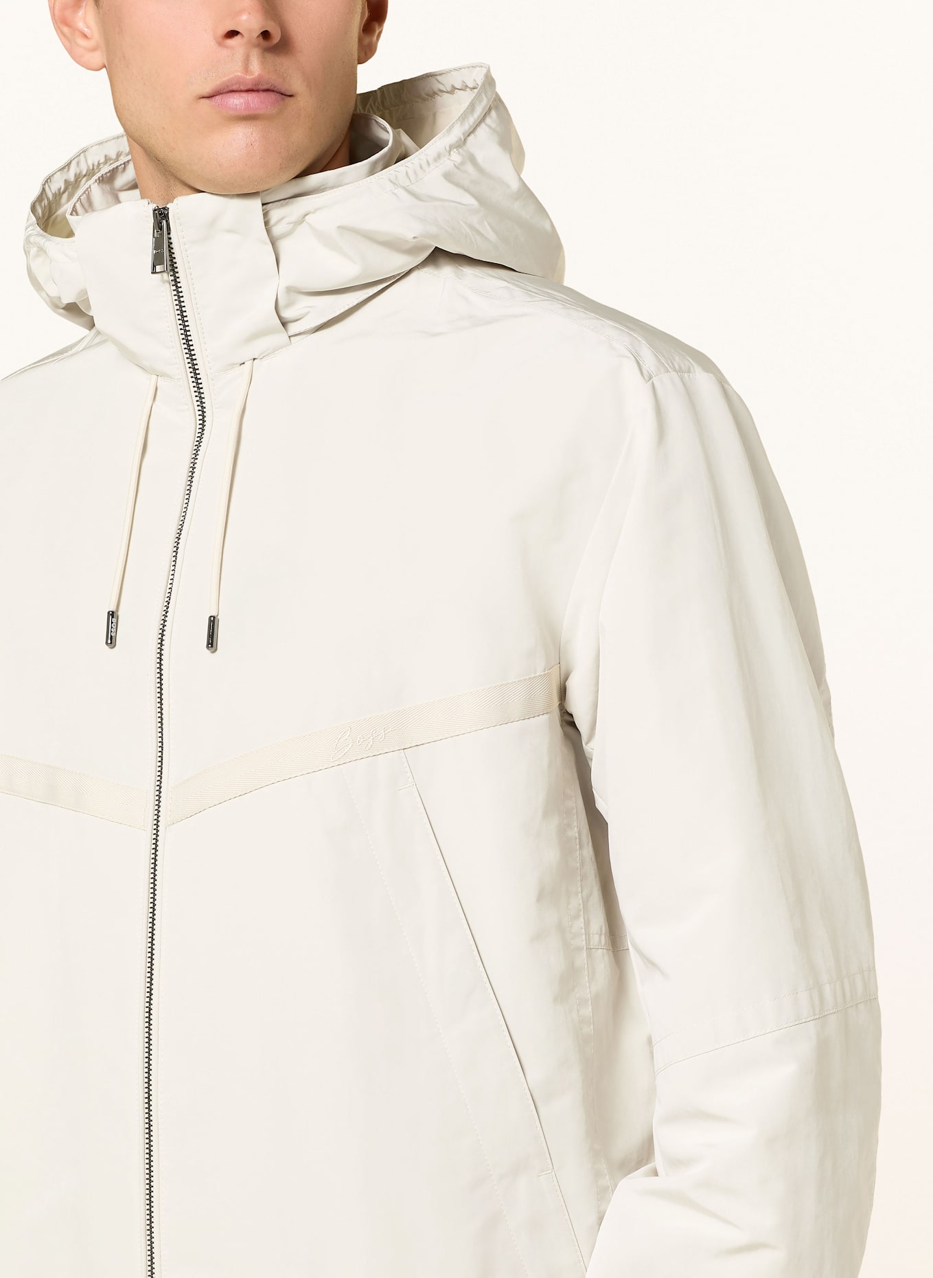 BOSS Jacke CEVENTO mit abnehmbarer Kapuze: ECRU