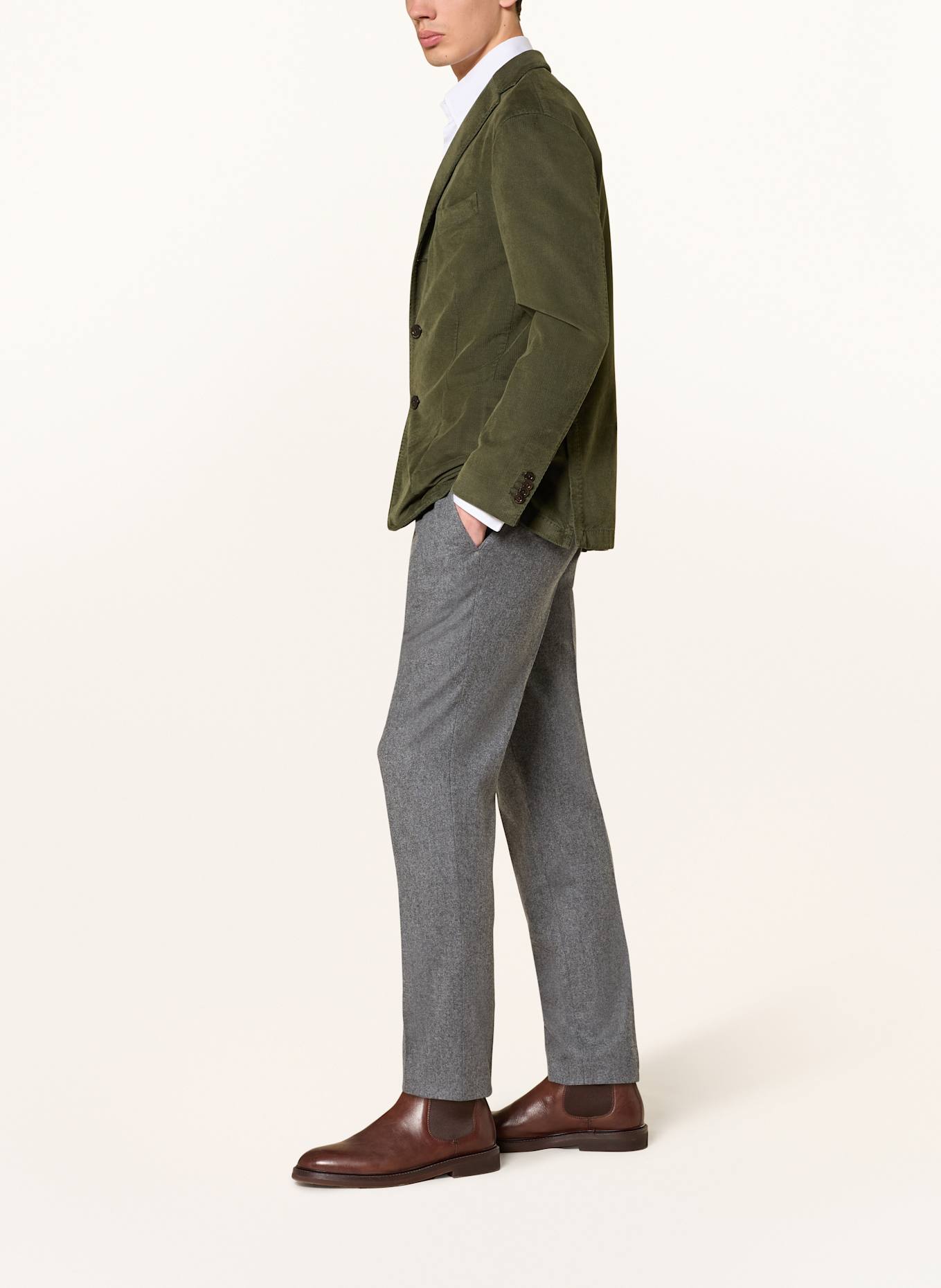 BOGLIOLI Flanell-Chino Slim Fit: GRAU