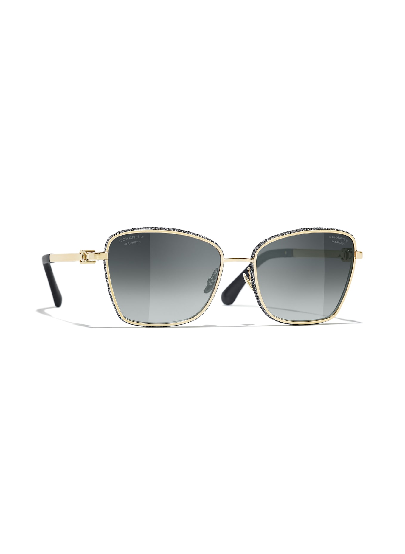 CHANEL Katzenaugenförmige Sonnenbrille: C395S8 - GOLD/ GRAU POLARISIERT