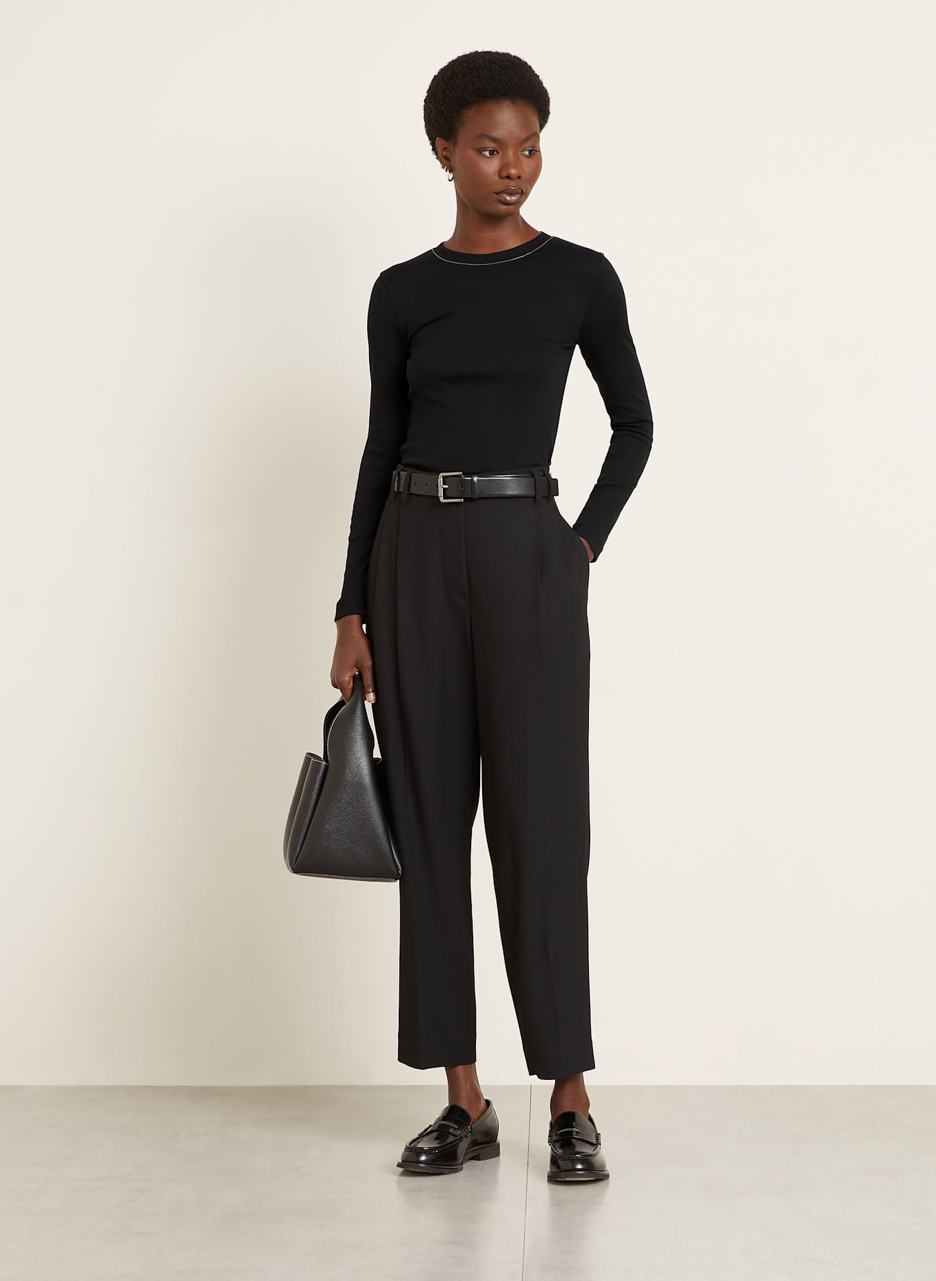 BRUNELLO CUCINELLI Longsleeve mit Schmuckperlen: SCHWARZ