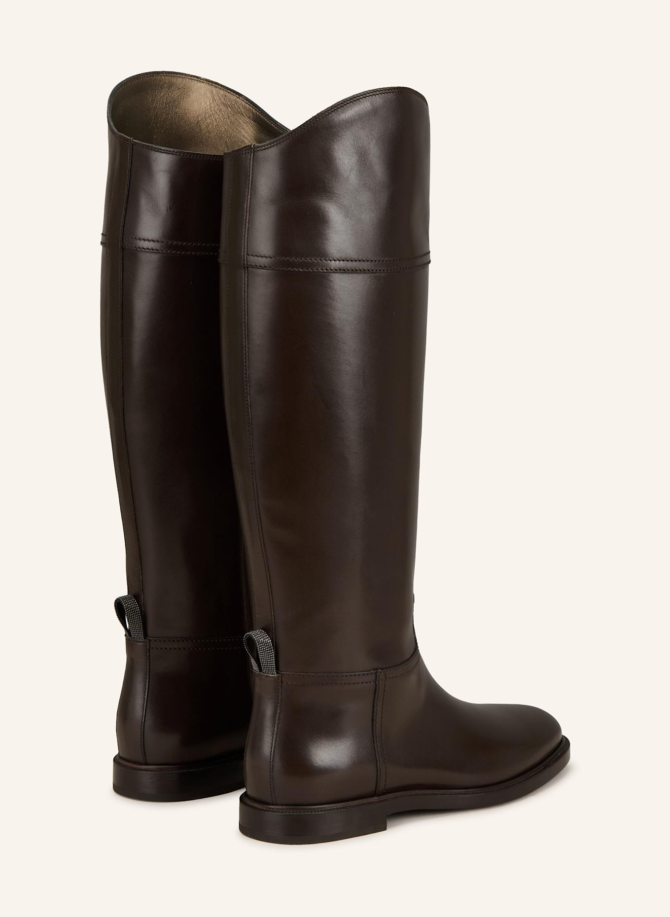 BRUNELLO CUCINELLI Stiefel mit Schmucksteinen: DUNKELBRAUN