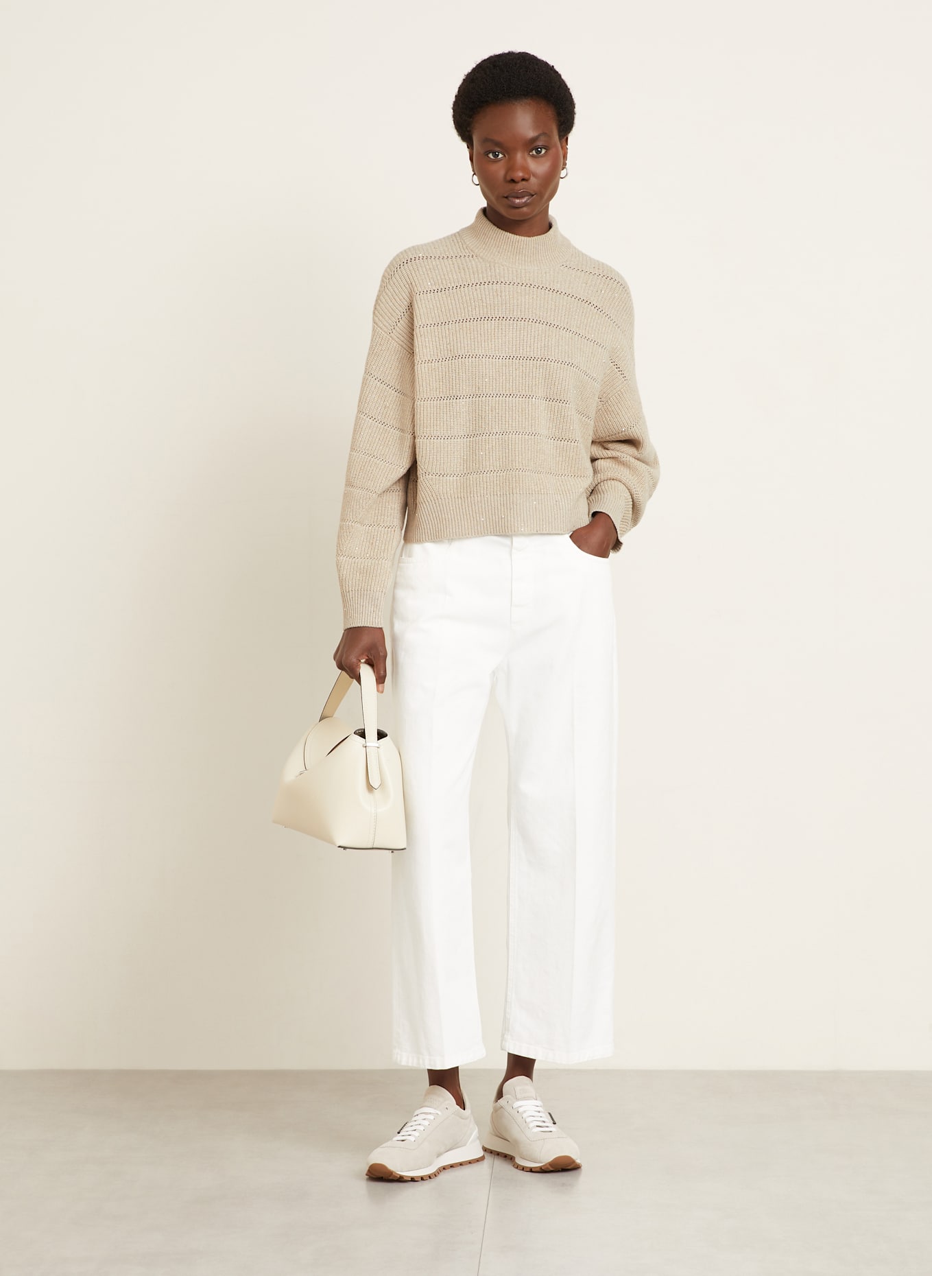 BRUNELLO CUCINELLI Pullover mit Cashmere und Glitzergarn: BEIGE