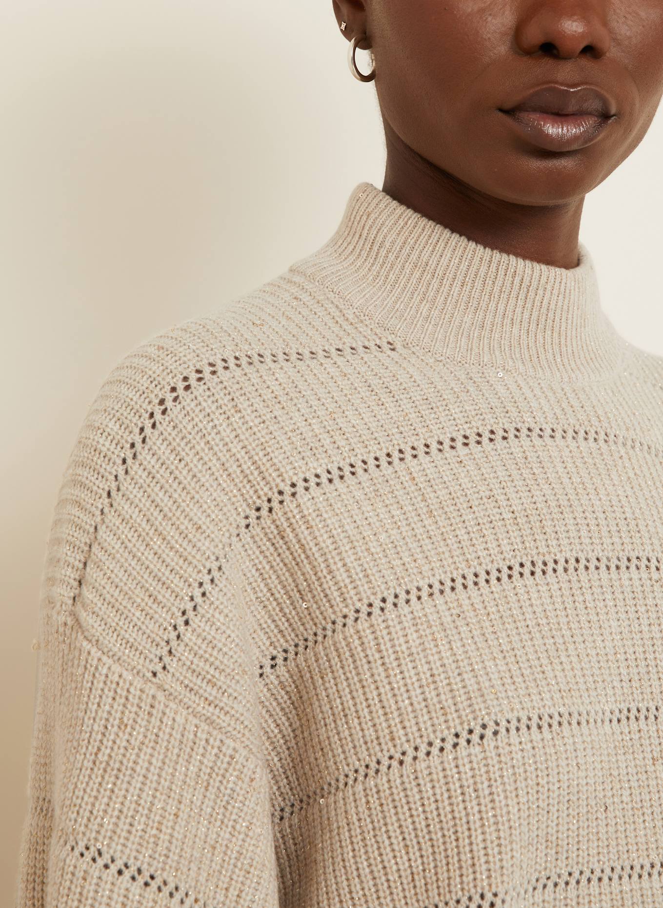BRUNELLO CUCINELLI Pullover mit Cashmere und Glitzergarn: BEIGE