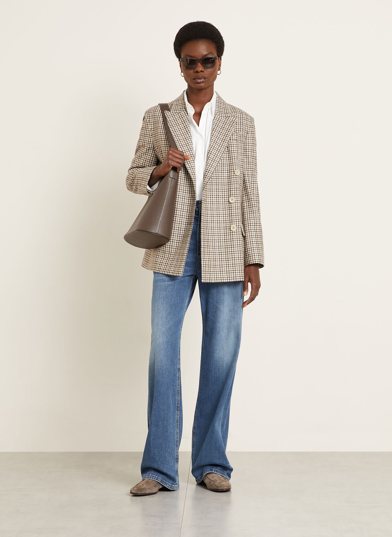BRUNELLO CUCINELLI Blazer: BEIGE / DUNKELBRAUN / BRAUN