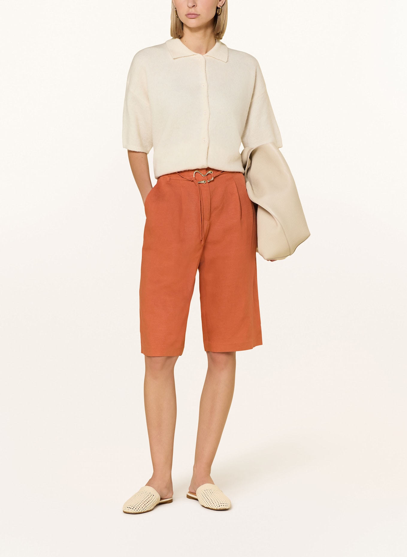 Phase Eight Szorty LOTTIE z lnem: BRĄZOWY