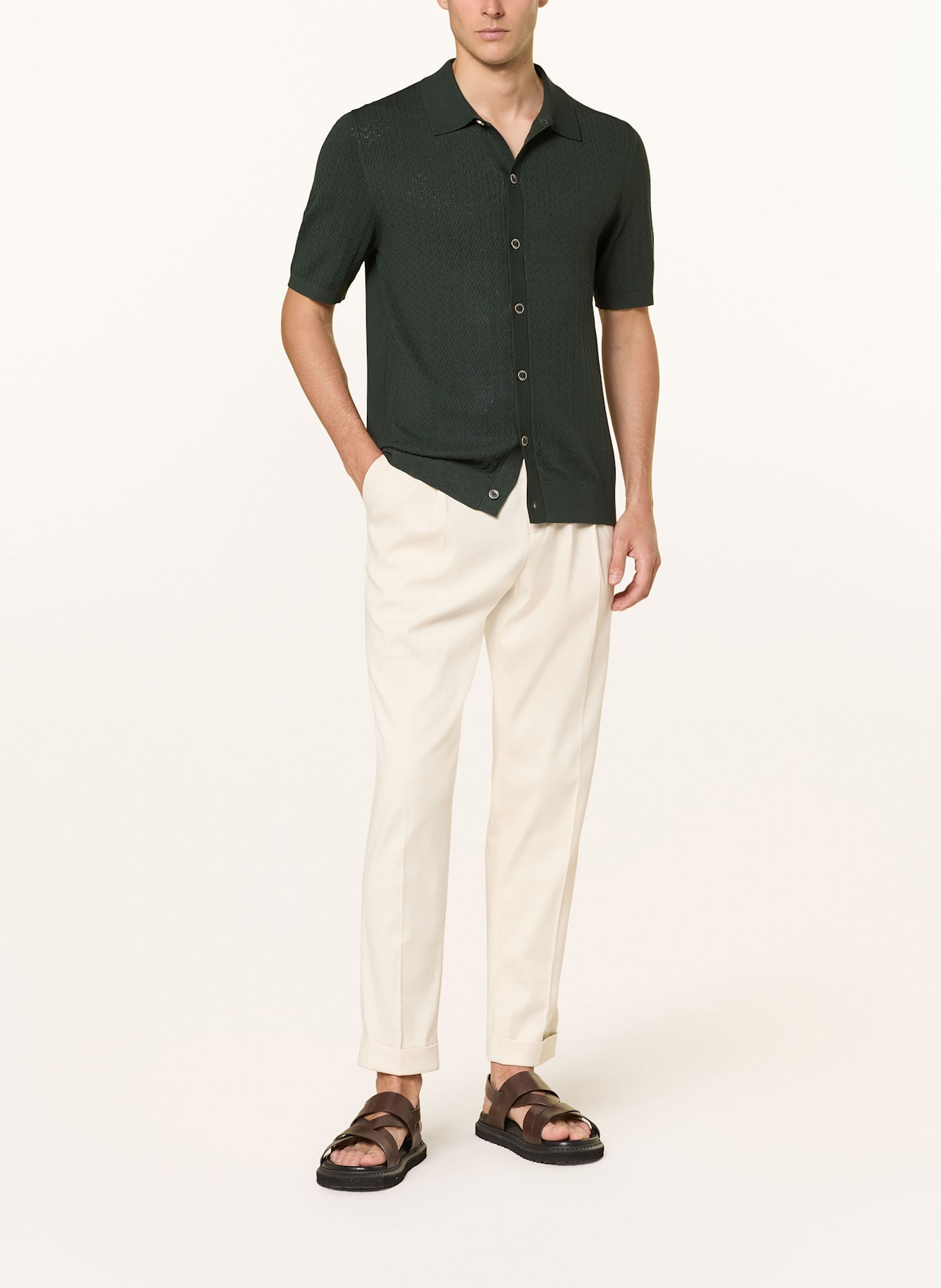 REISS Strickhemd THAMES Regular Fit: DUNKELGRÜN