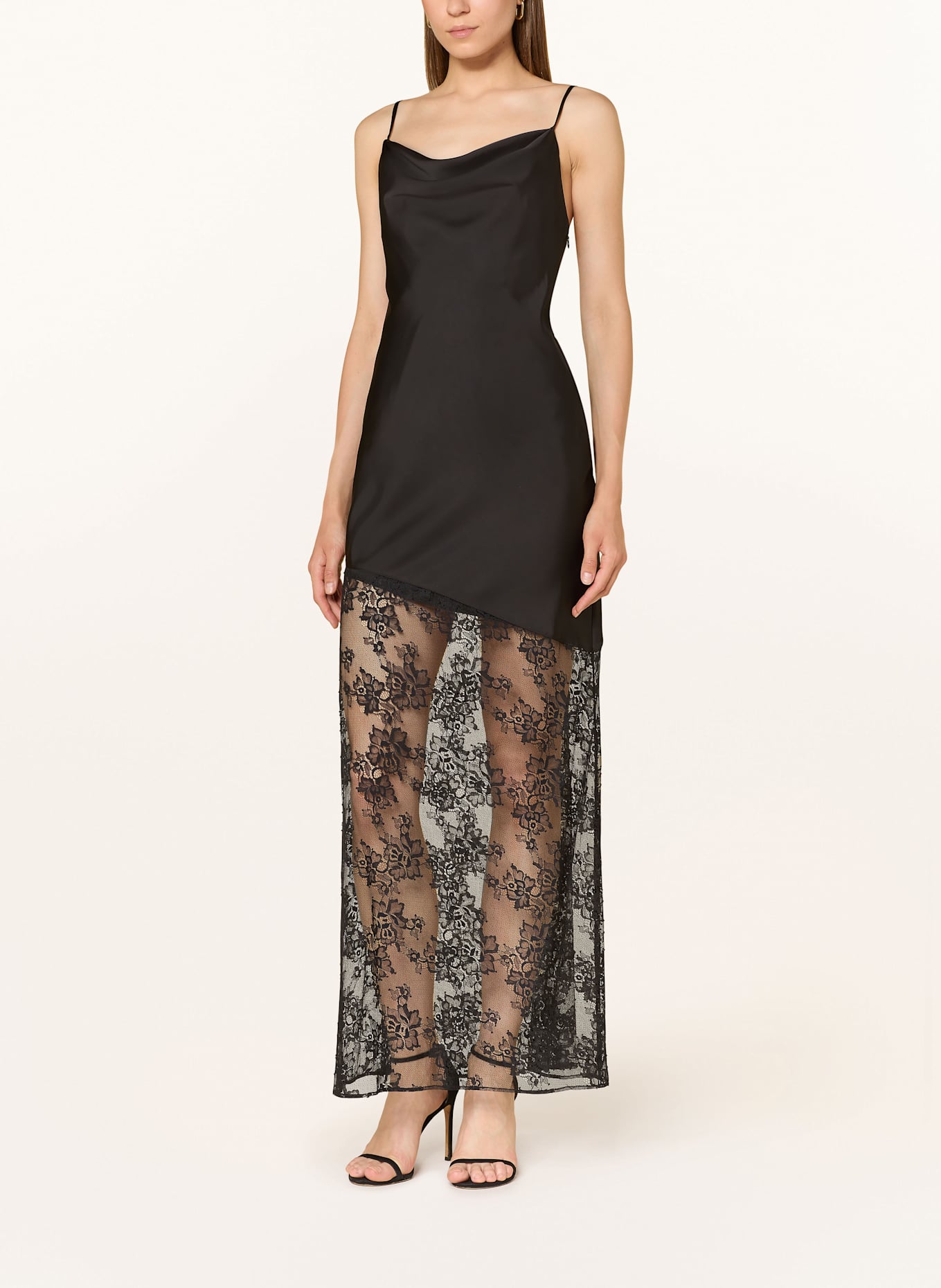 ADRIANNA PAPELL Abendkleid mit Lochspitze: SCHWARZ