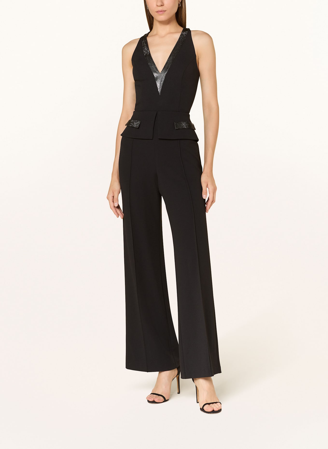 ADRIANNA PAPELL Jumpsuit mit Schmucksteinen: SCHWARZ