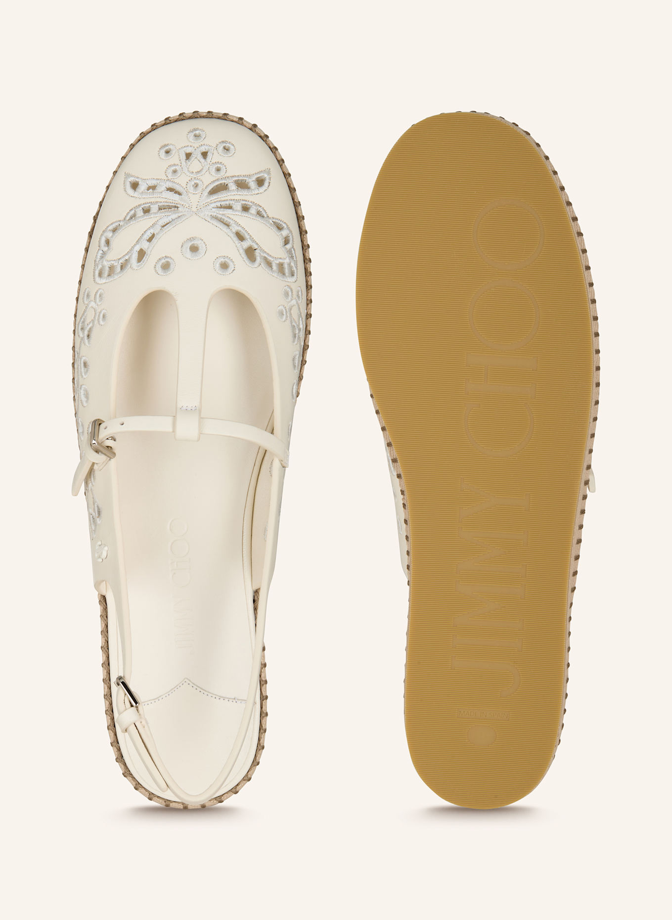JIMMY CHOO Mary-Jane-Ballerinas AMIEE FLAT: ECRU