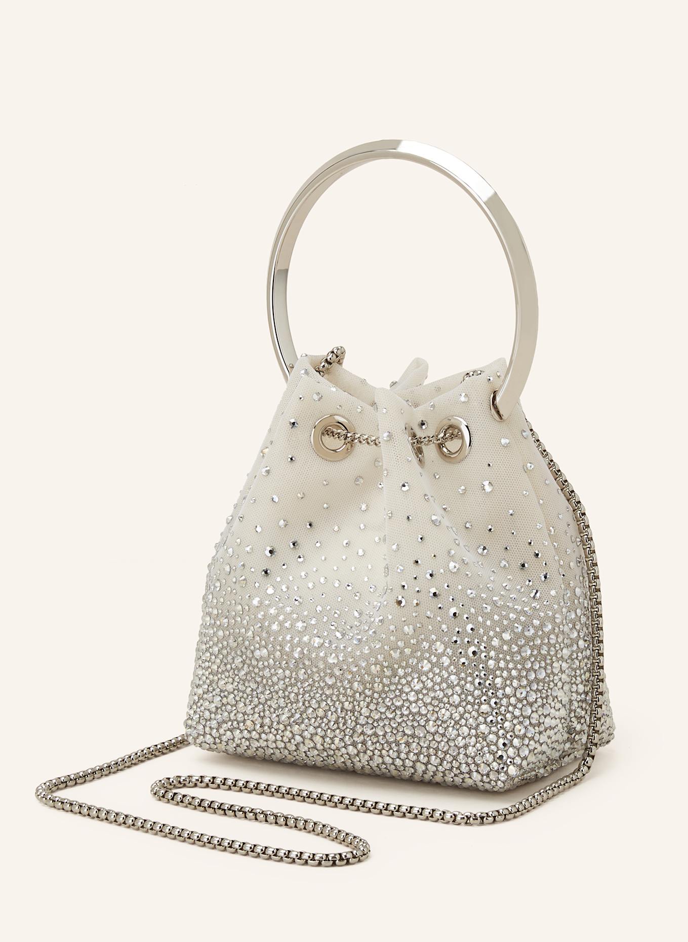JIMMY CHOO Handtasche BON BON mit Schmucksteinen: WEISS