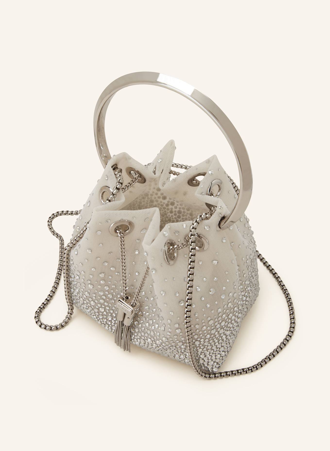 JIMMY CHOO Handtasche BON BON mit Schmucksteinen: WEISS