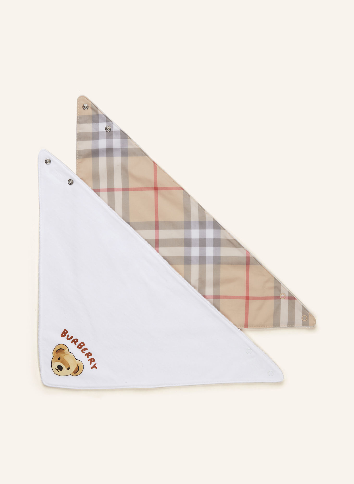 BURBERRY 2er-Set Lätzchen: WEISS/ BEIGE