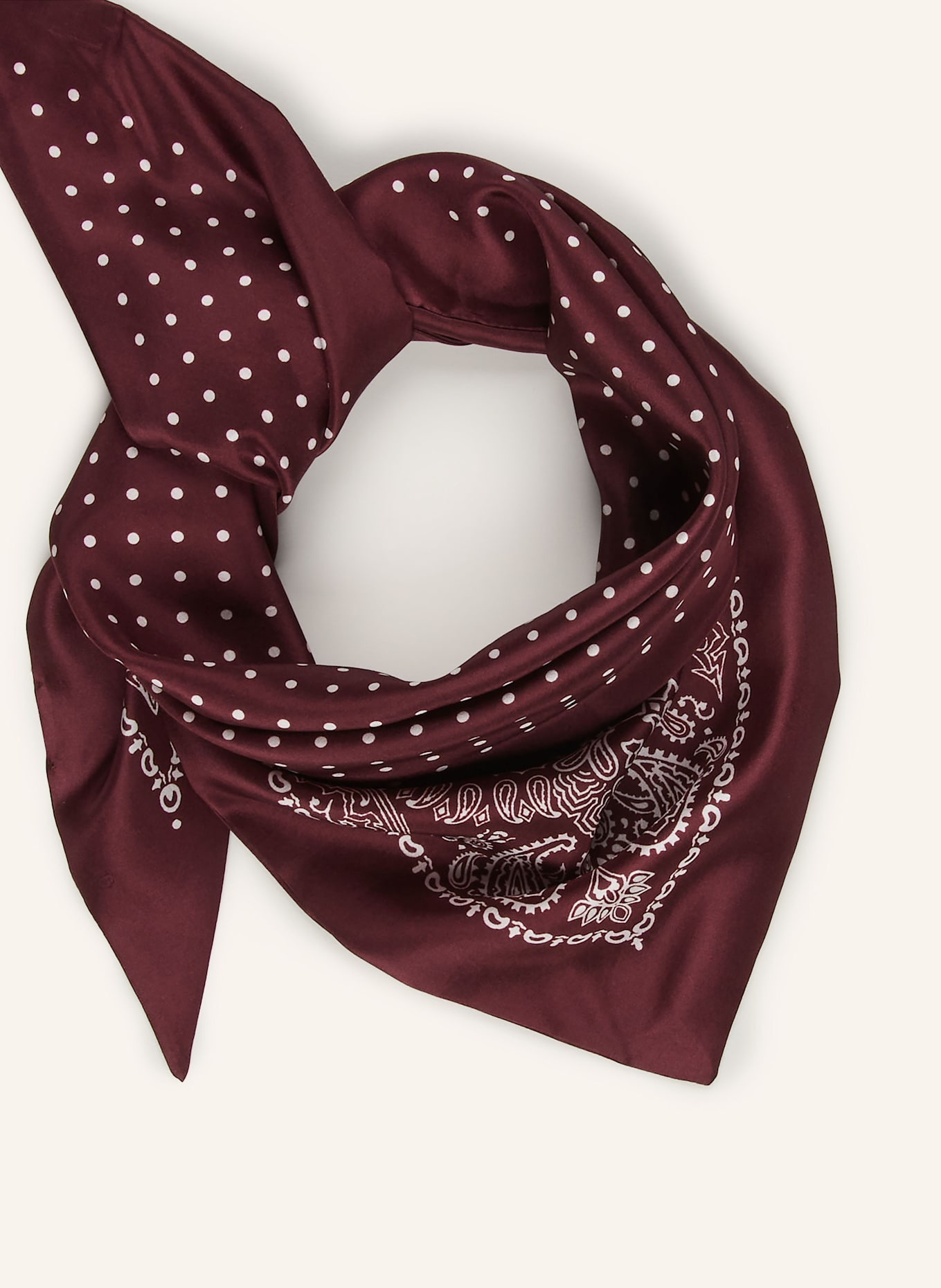 destin Dreieckstuch aus Seide: DUNKELROT / WEISS