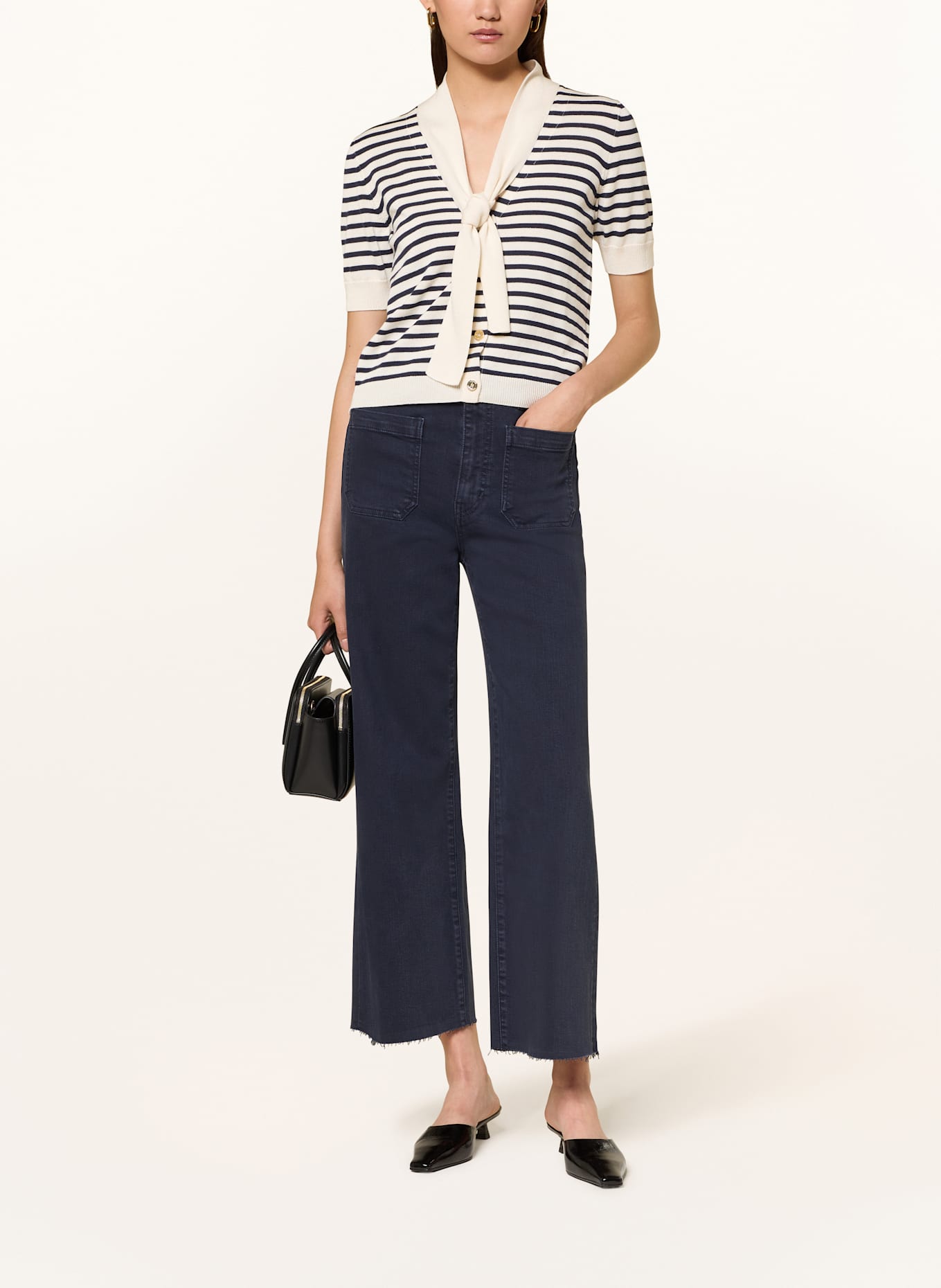 FRAME Wide Leg Jeans THE ANCHOR PANT: NVYR NAVY RAW FRAY
