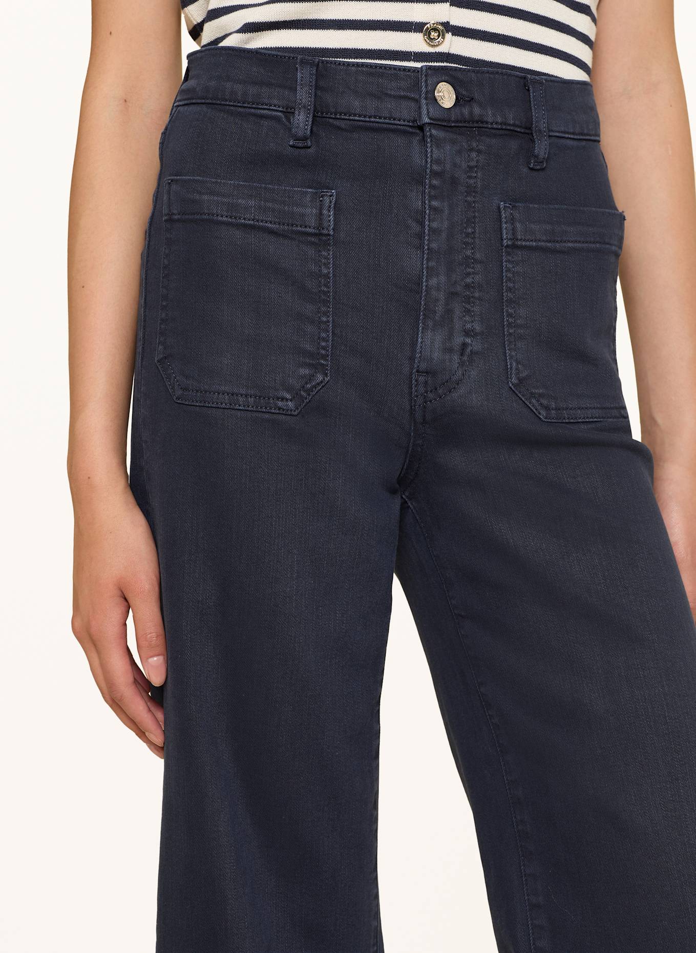 FRAME Wide Leg Jeans THE ANCHOR PANT: NVYR NAVY RAW FRAY