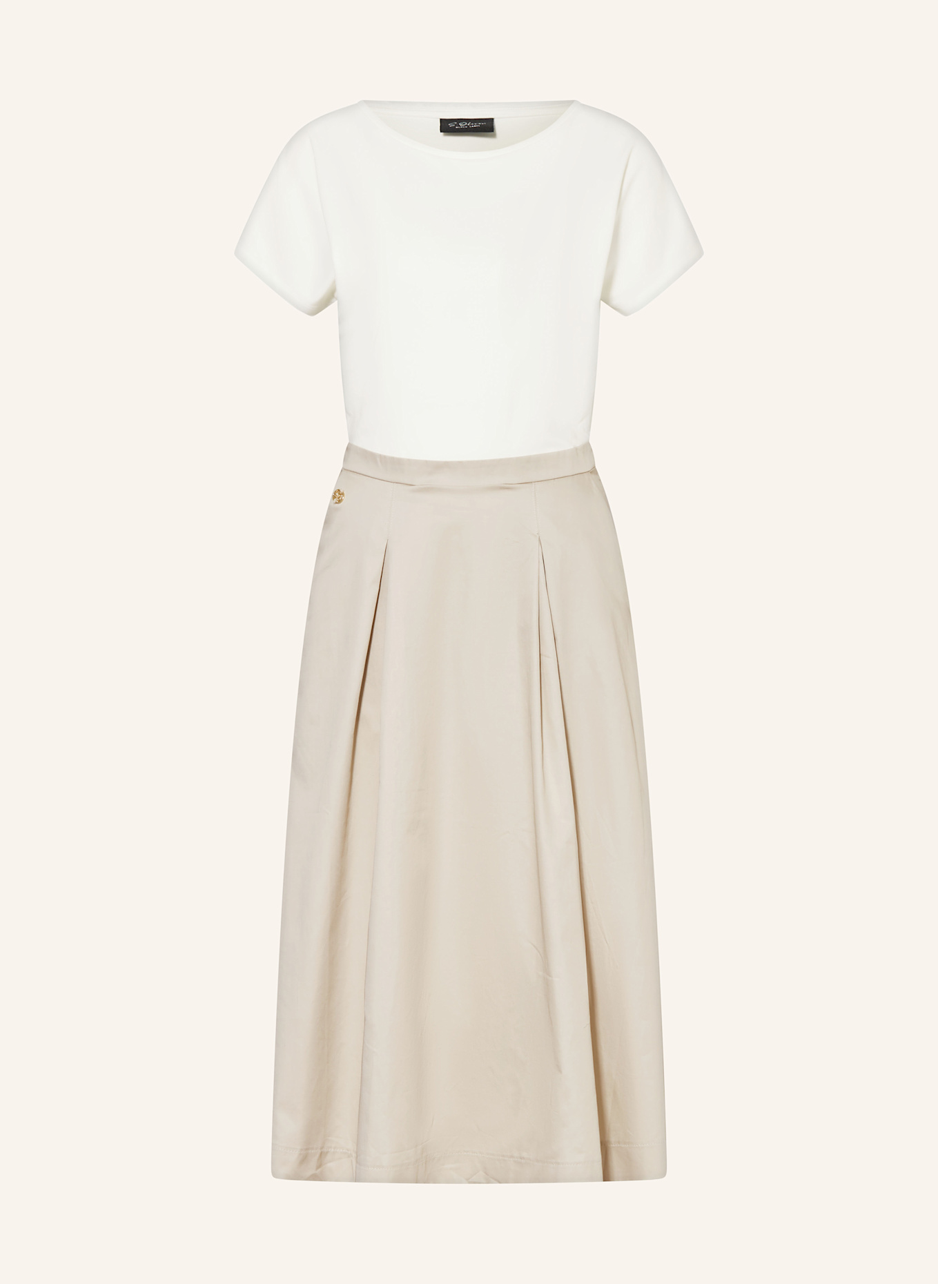 s.Oliver BLACK LABEL Kleid im Materialmix: WEISS / BEIGE