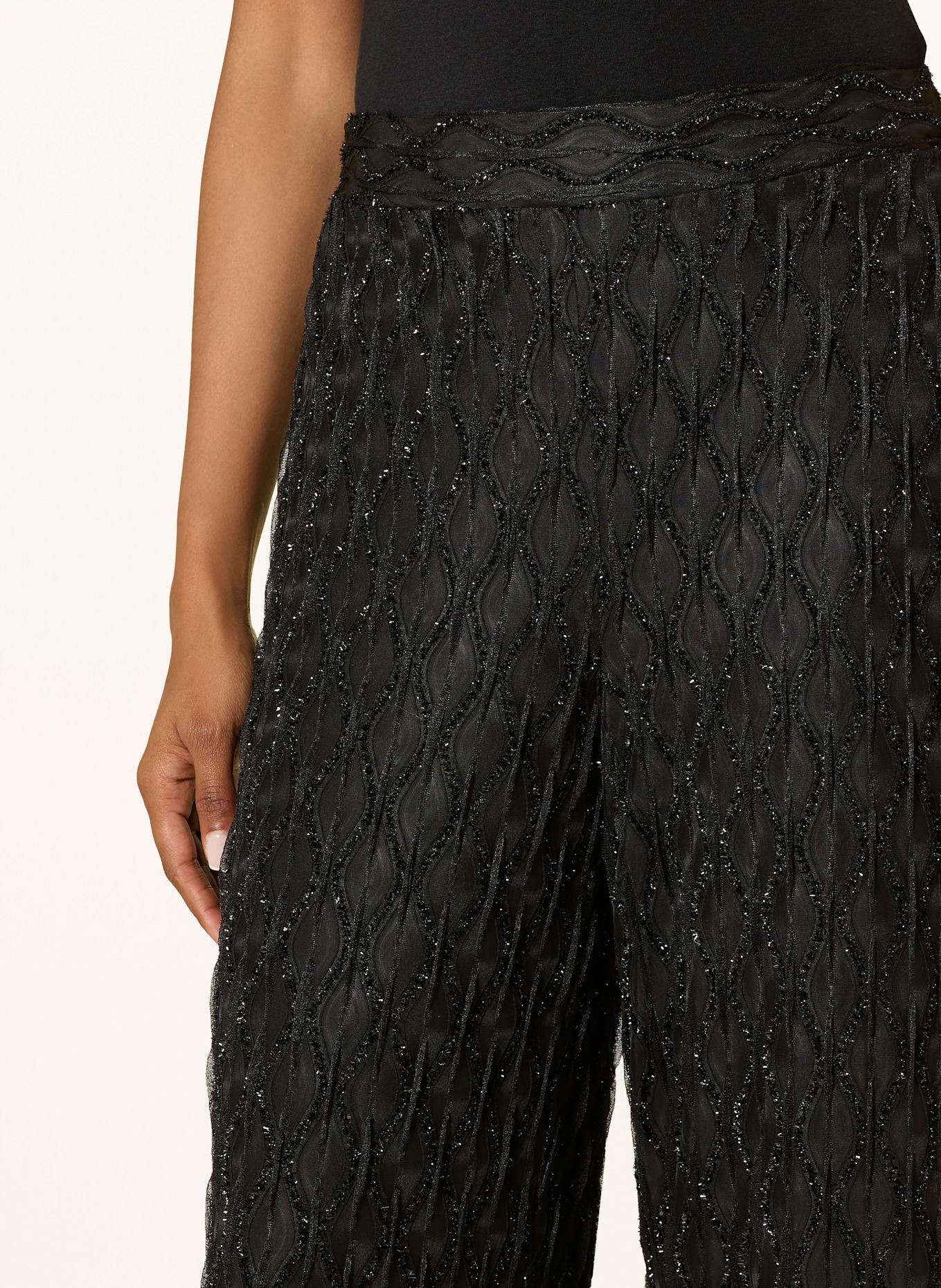 Joseph Ribkoff Marlenehose aus Mesh mit Schmucksteinen: SCHWARZ