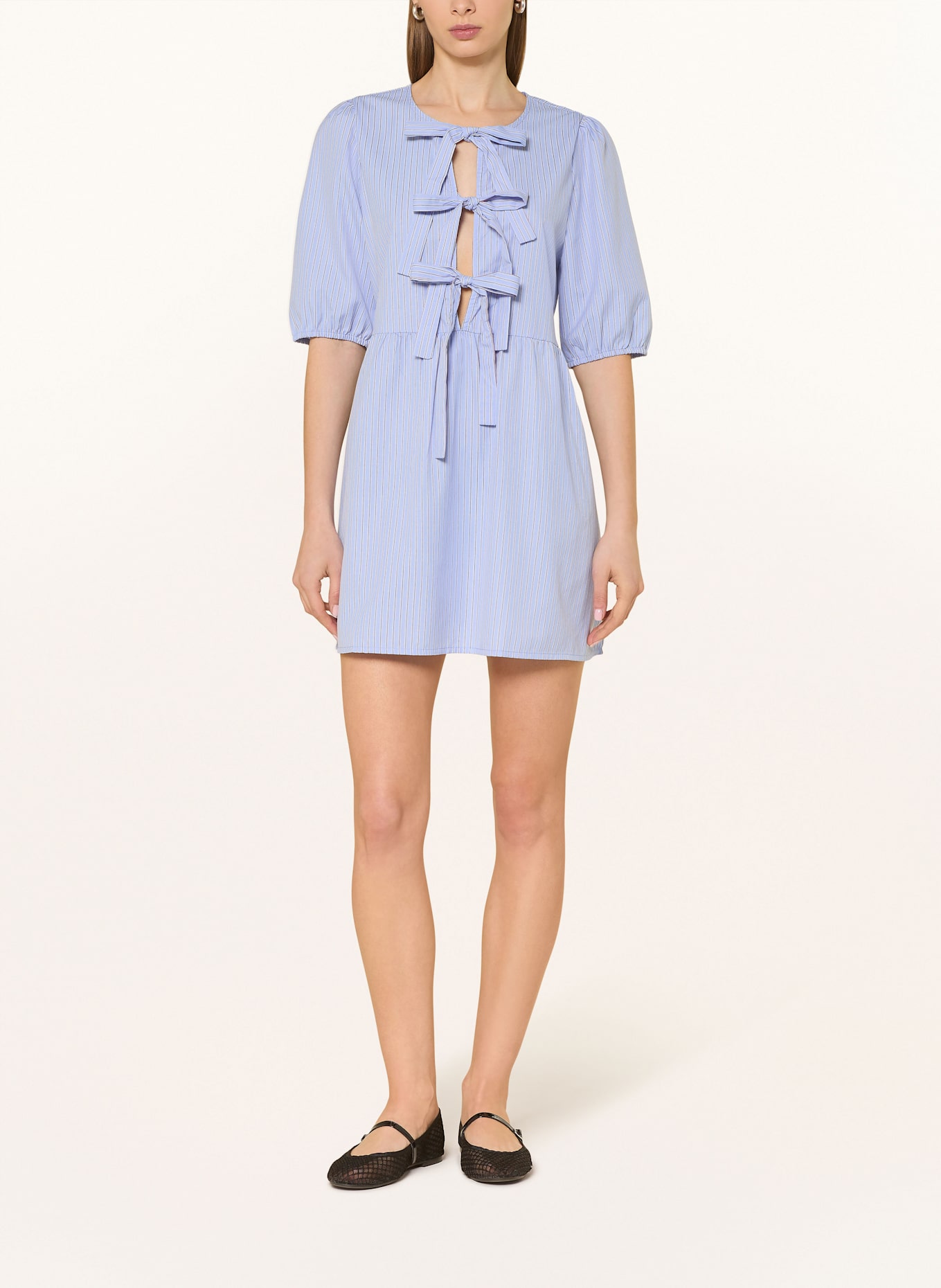 ONLY Kleid mit 3/4-Arm: HELLBLAU/ BRAUN/ WEISS