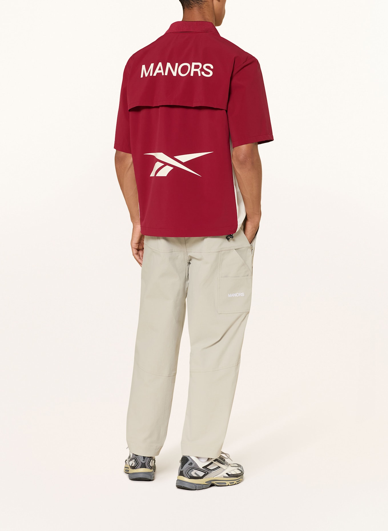 MANORS Funktions-Poloshirt: DUNKELROT / ECRU