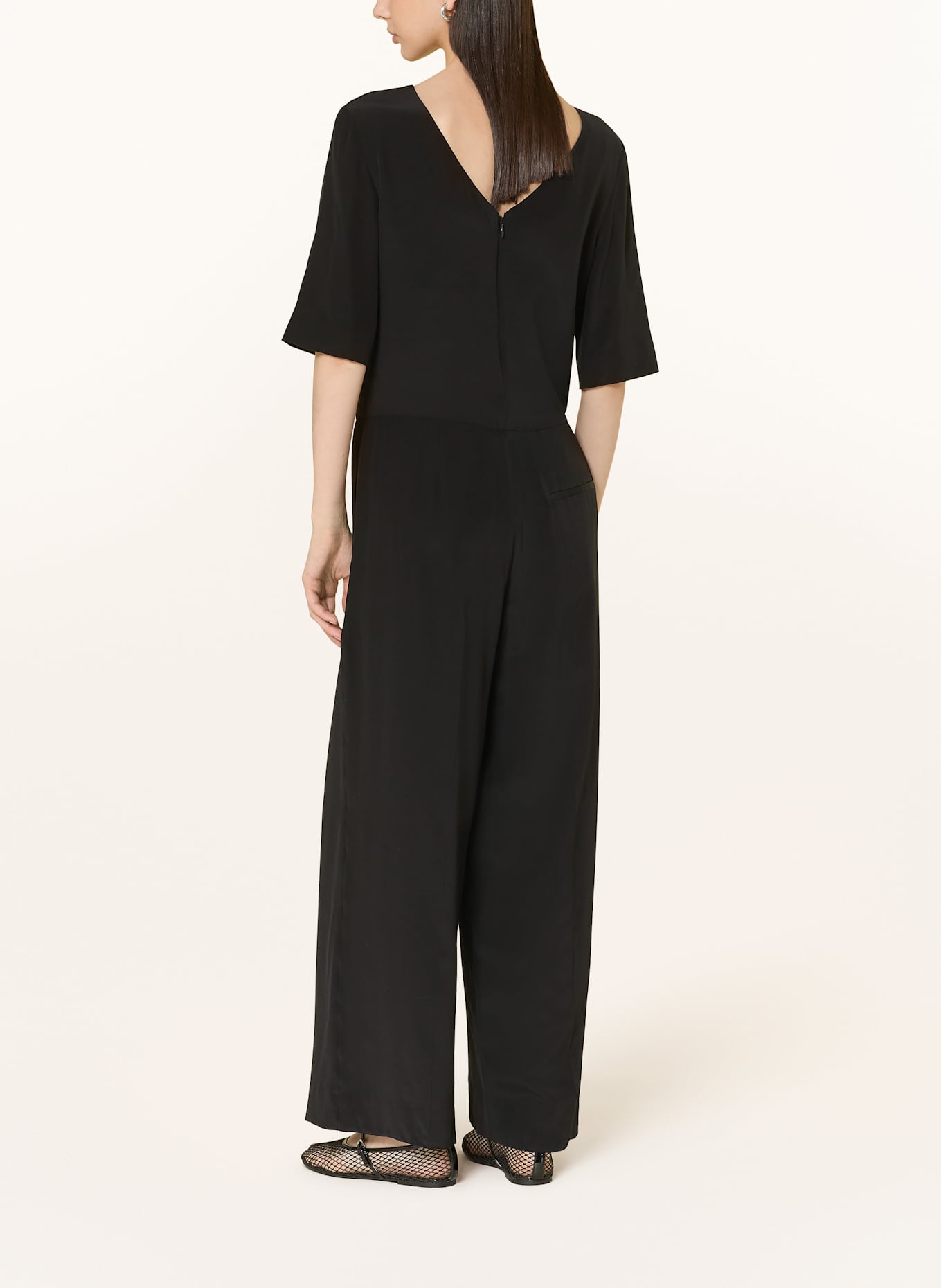 COS Jumpsuit aus Seide mit 3/4-Arm: SCHWARZ