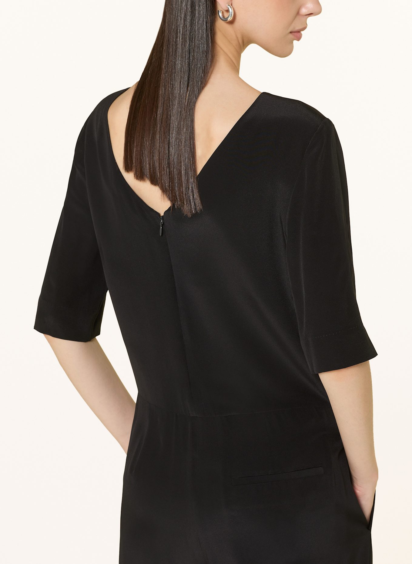 COS Jumpsuit aus Seide mit 3/4-Arm: SCHWARZ