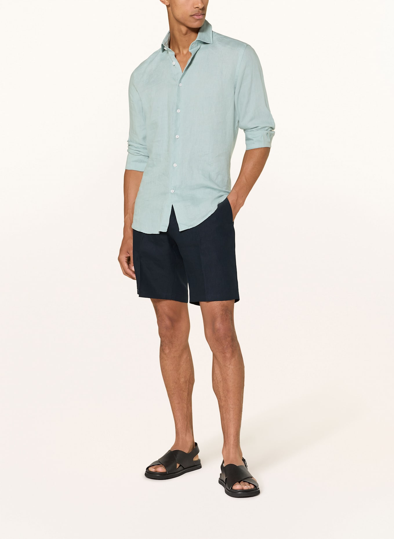 ORLEBAR BROWN Leinenshorts: DUNKELBLAU