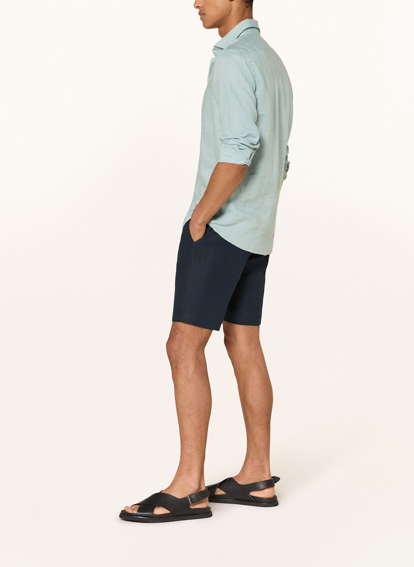 ORLEBAR BROWN Leinenshorts: DUNKELBLAU