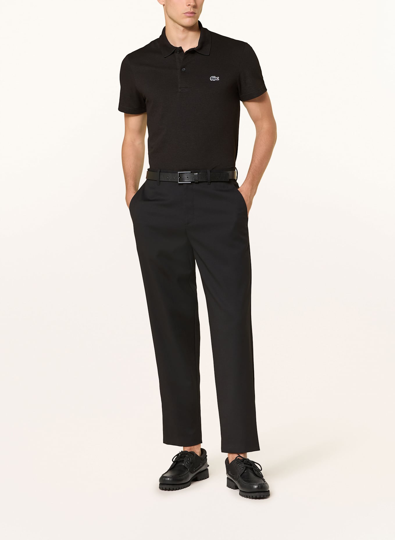 LACOSTE Strick-Poloshirt Regular Fit: SCHWARZ