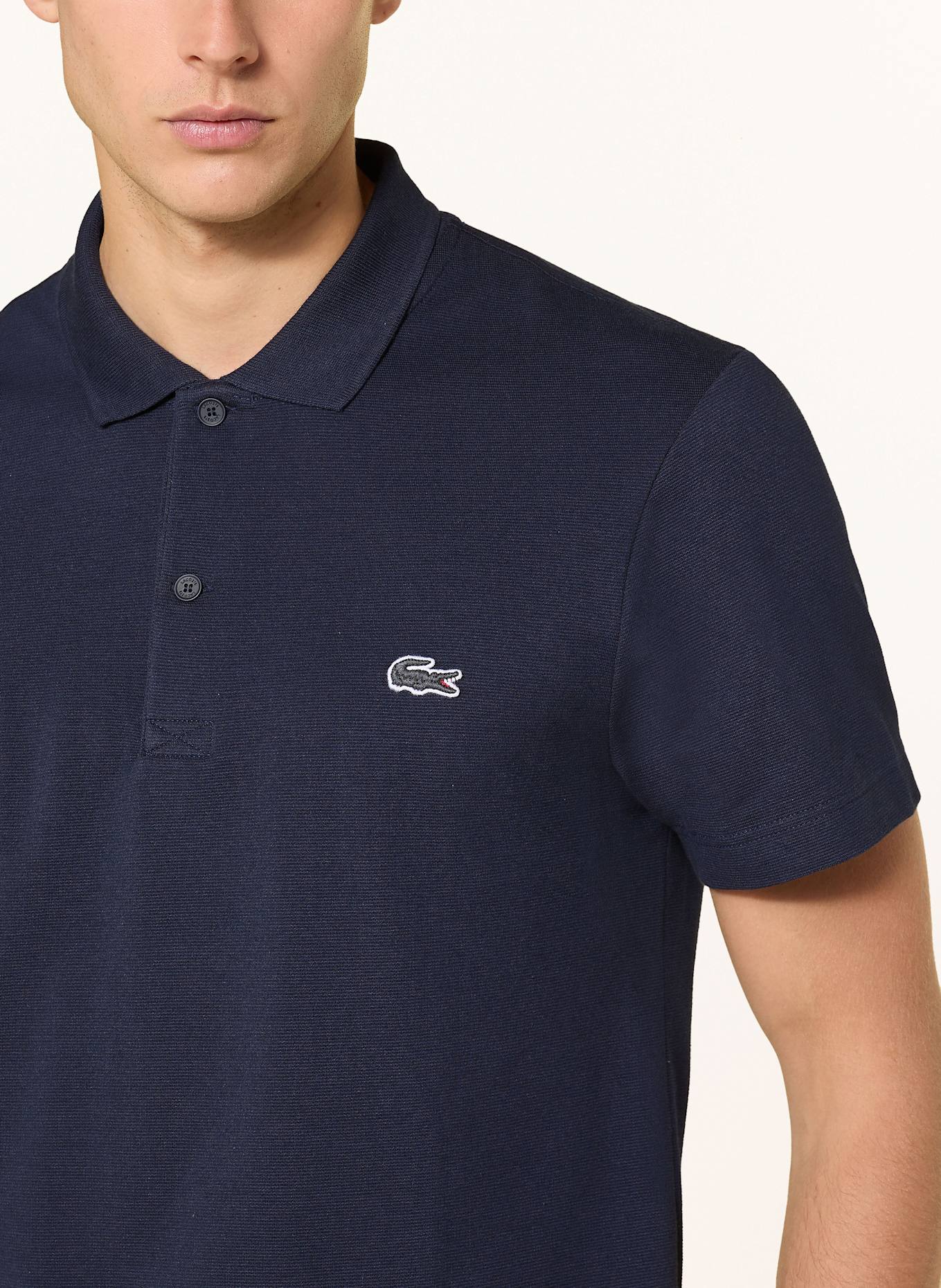 LACOSTE Strick-Poloshirt Regular Fit: DUNKELBLAU