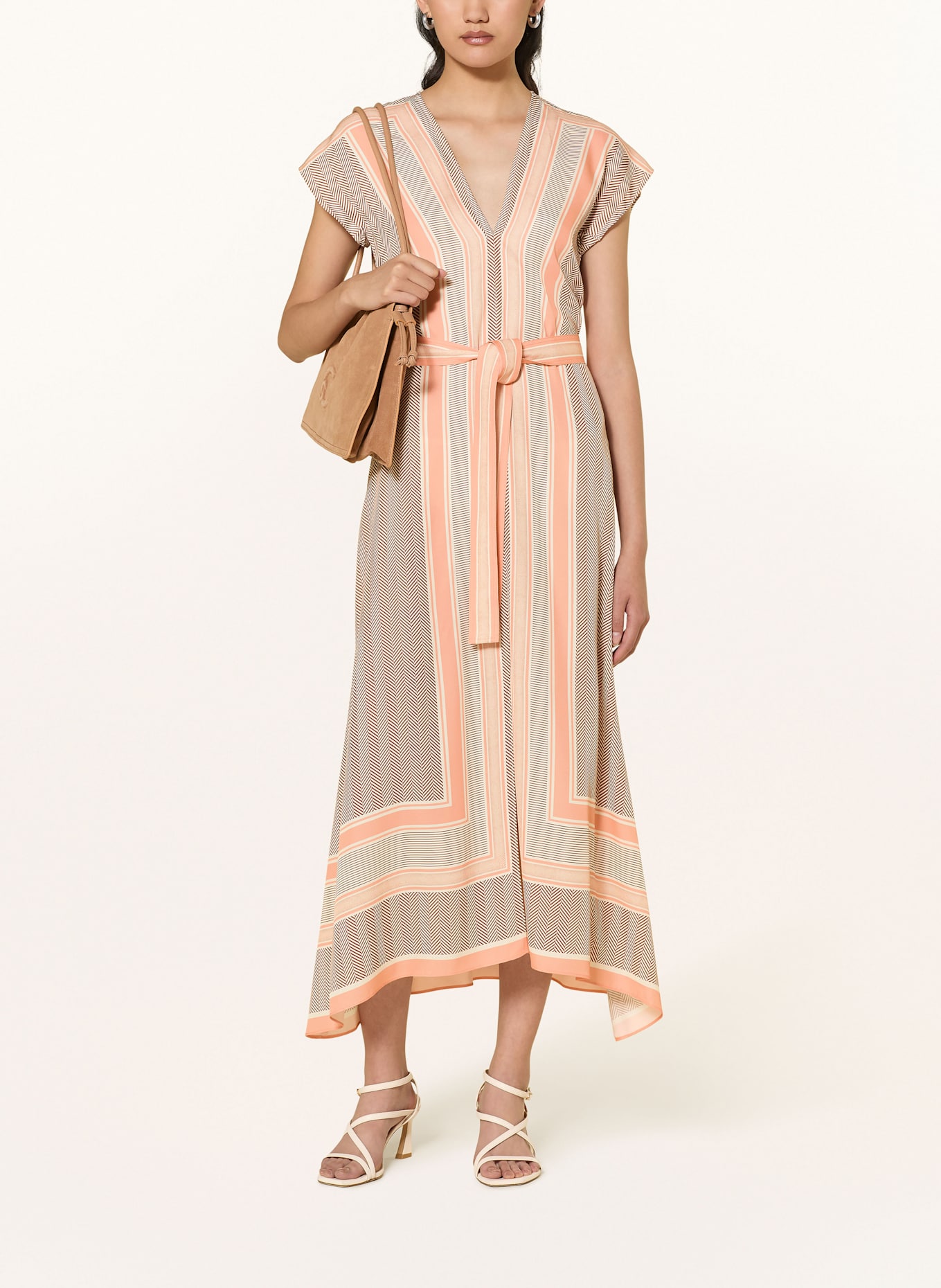 REISS Satinkleid GINA: HELLROT / BRAUN / WEISS