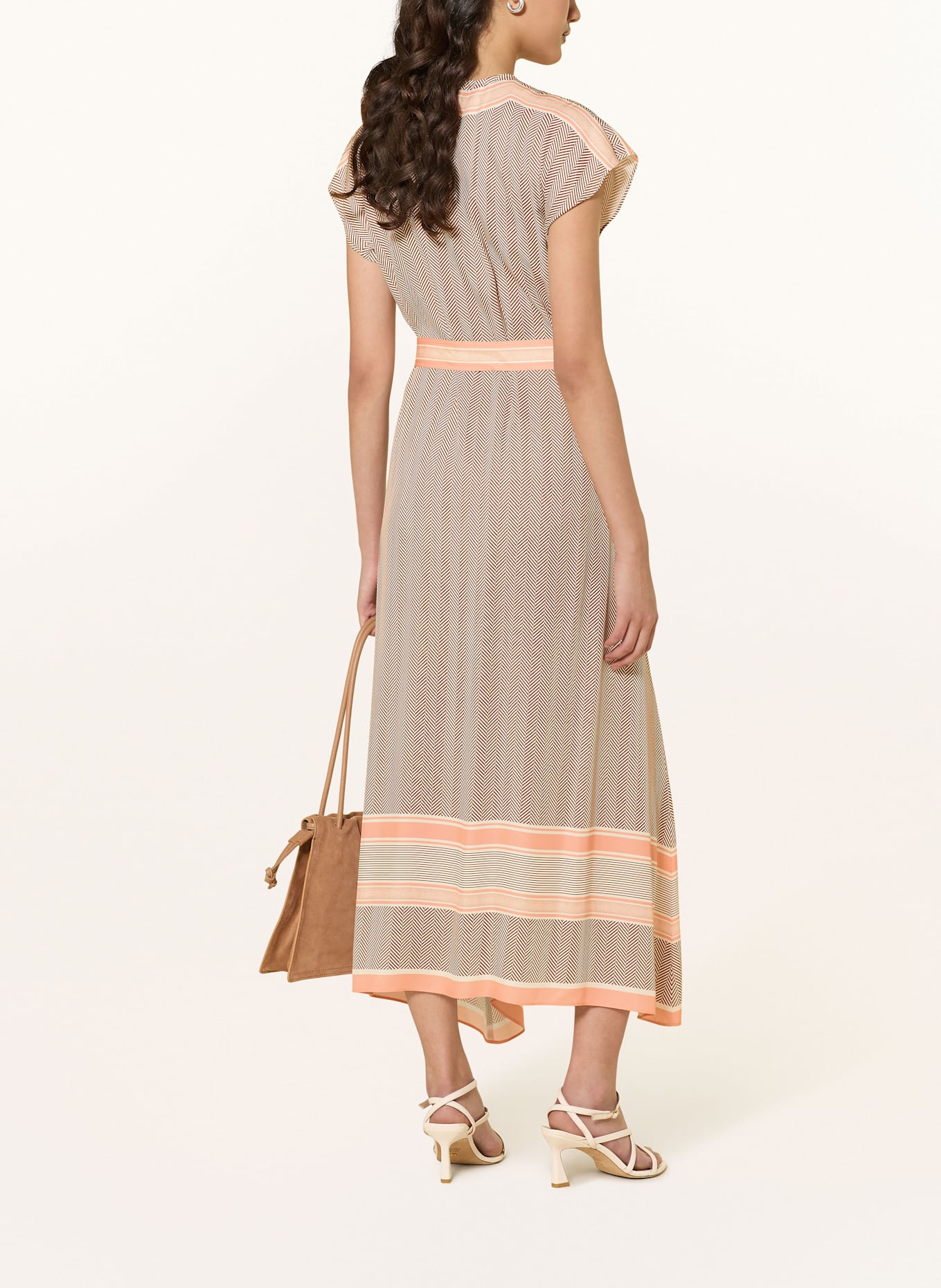 REISS Satinkleid GINA: HELLROT / BRAUN / WEISS