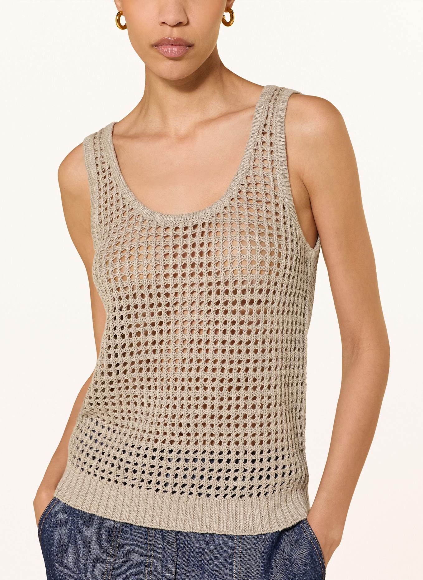 REISS Stricktop CLAUDIA aus Leinen: GRAU