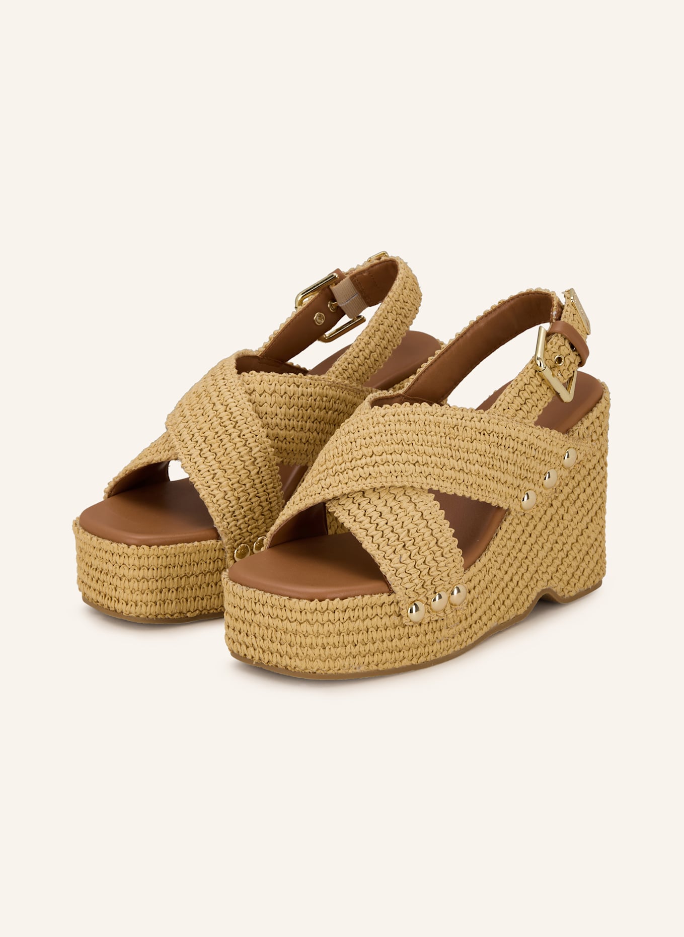 maje Plateau-Wedges mit Nieten: BEIGE