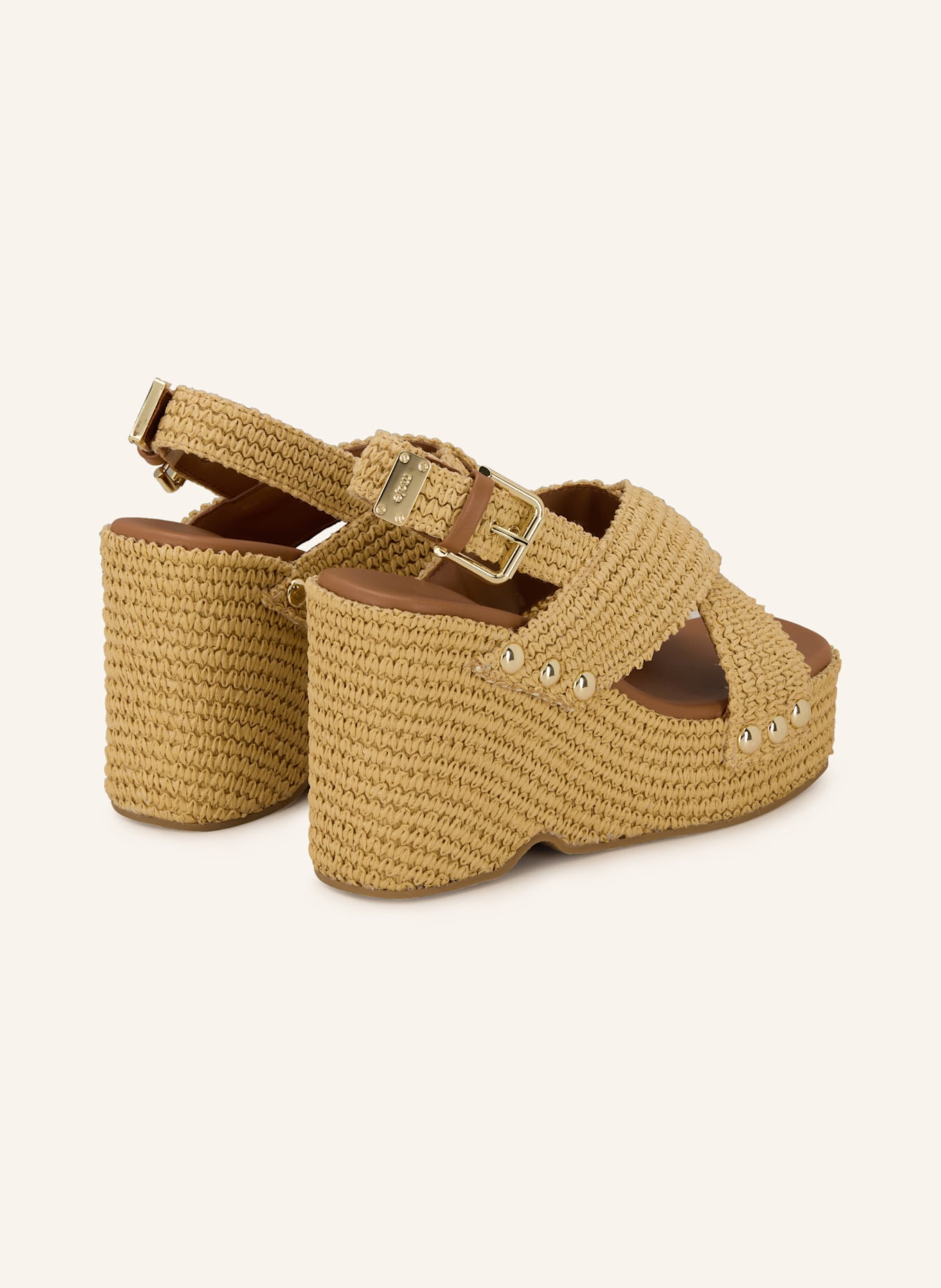 maje Plateau-Wedges mit Nieten: BEIGE