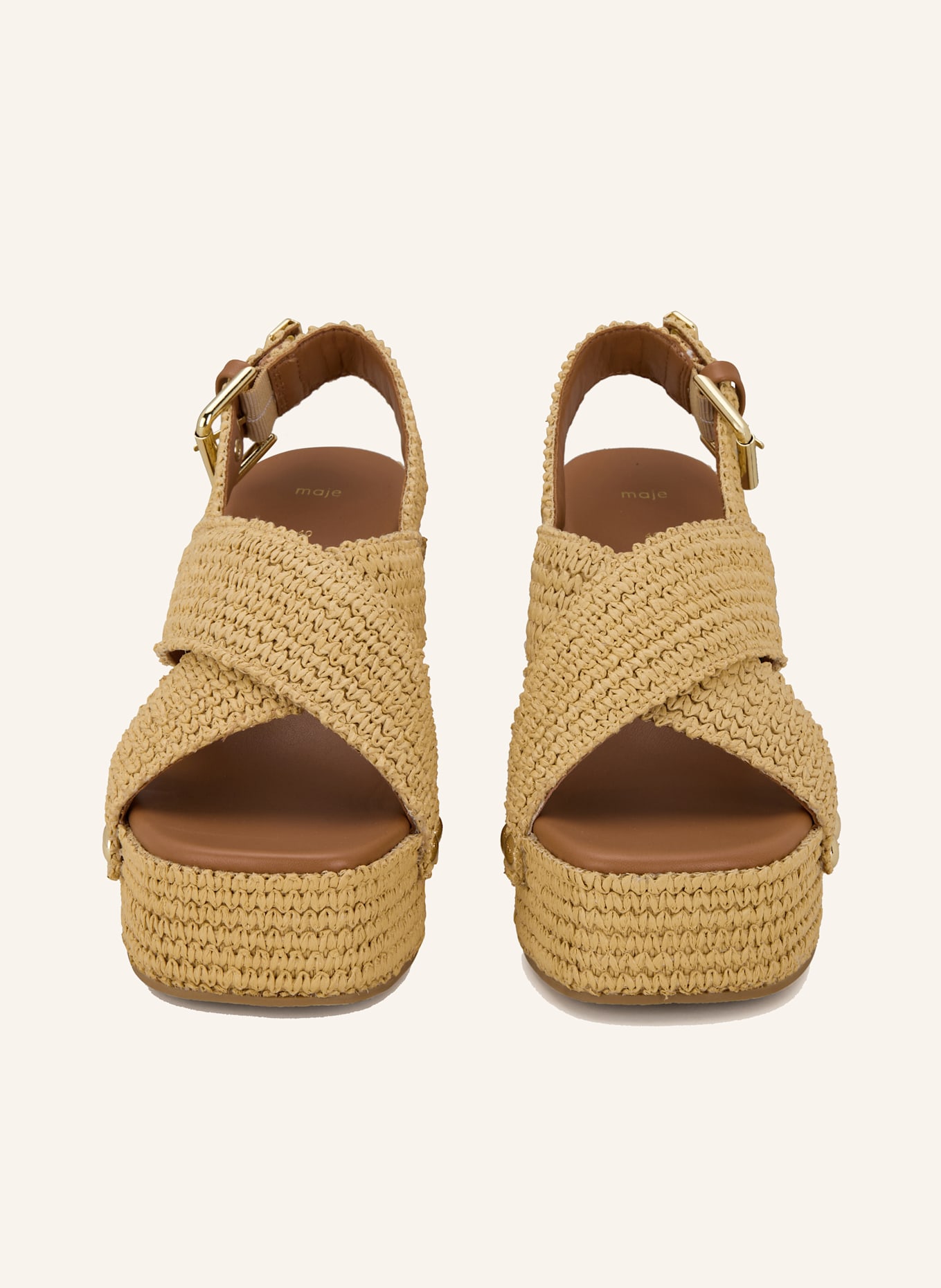 maje Plateau-Wedges mit Nieten: BEIGE