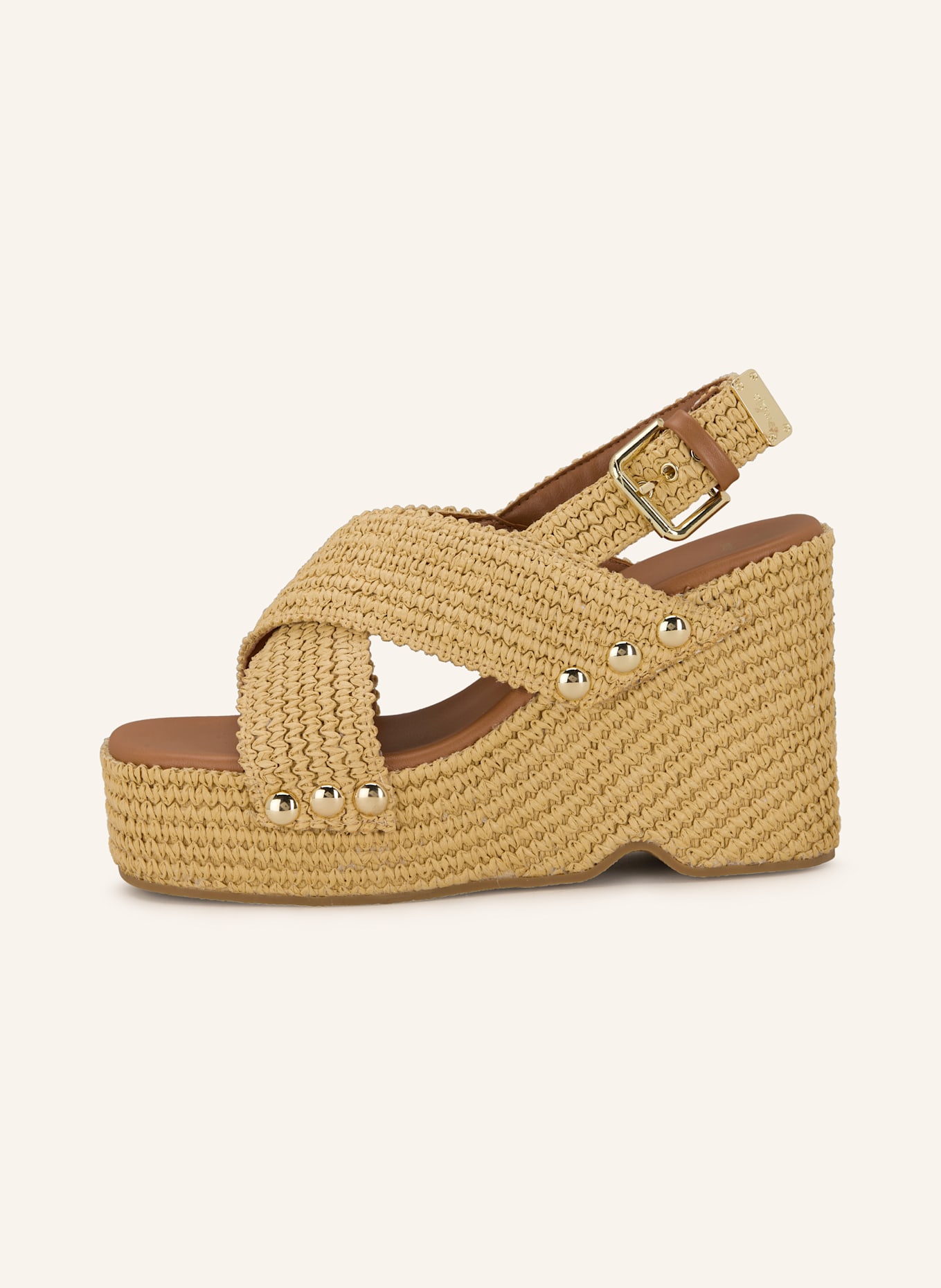 maje Plateau-Wedges mit Nieten: BEIGE