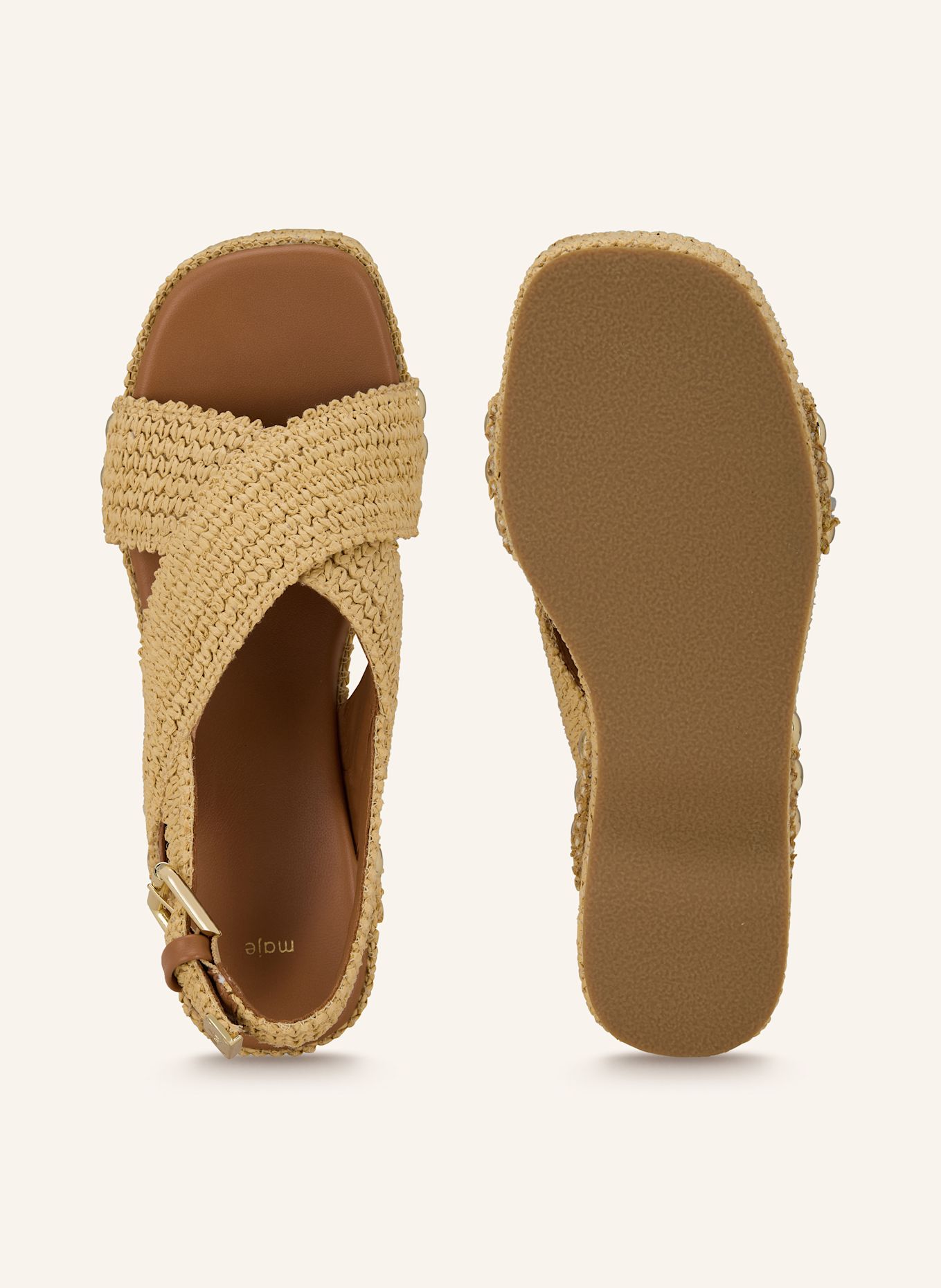 maje Plateau-Wedges mit Nieten: BEIGE