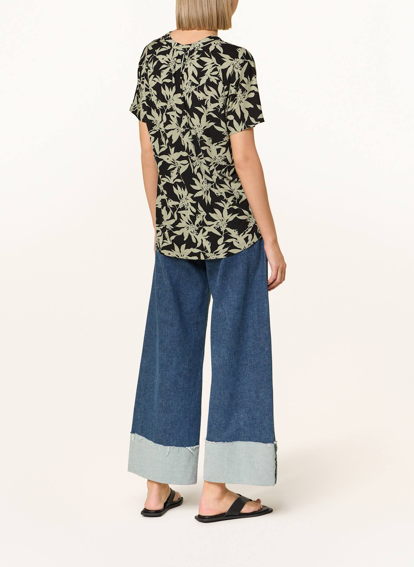 Marc O'Polo Blusenshirt aus Jersey: SCHWARZ / OLIV