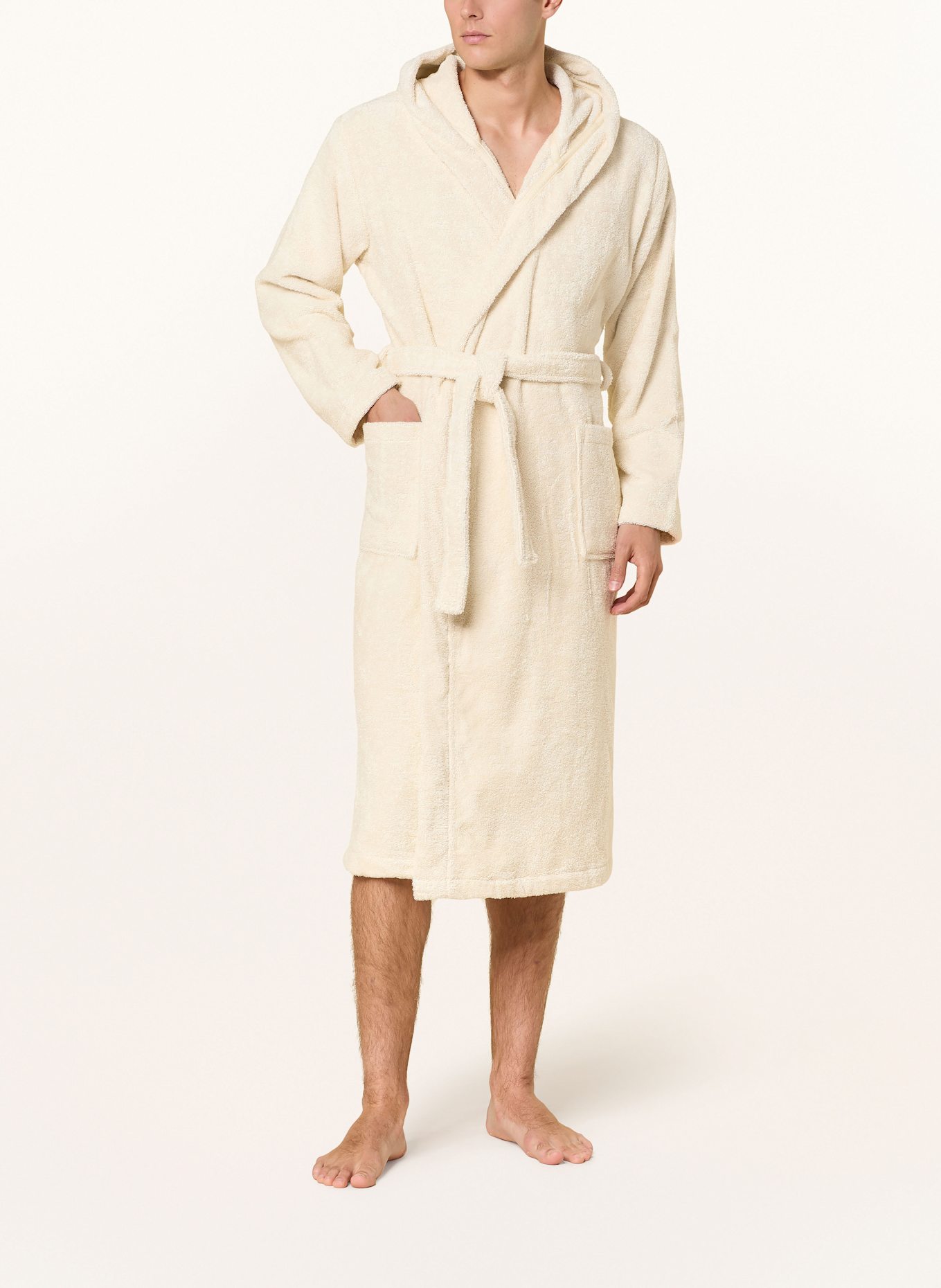 Marc O'Polo Men’s bathrobe with hood: WHITE