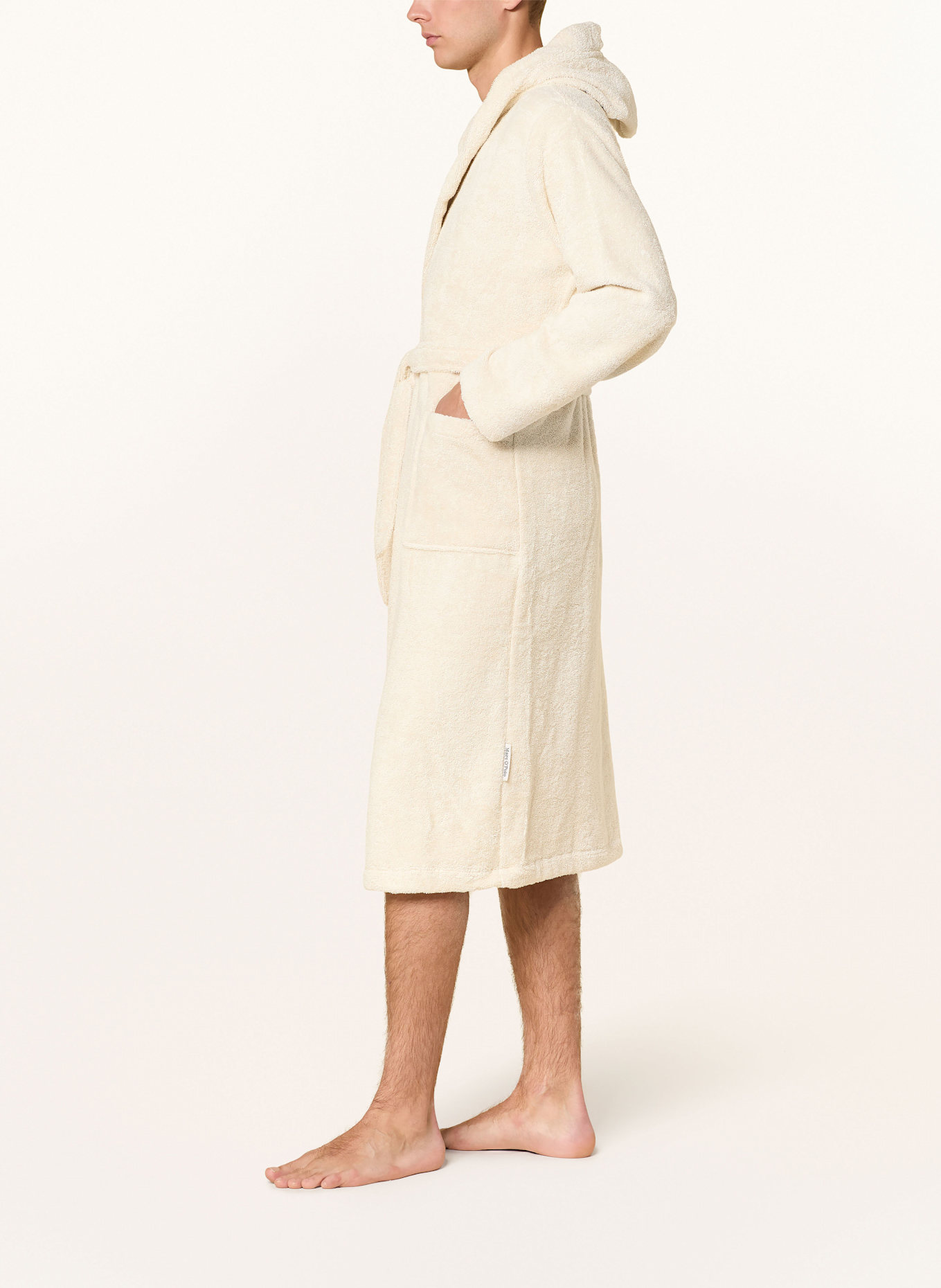 Marc O'Polo Men’s bathrobe with hood: WHITE