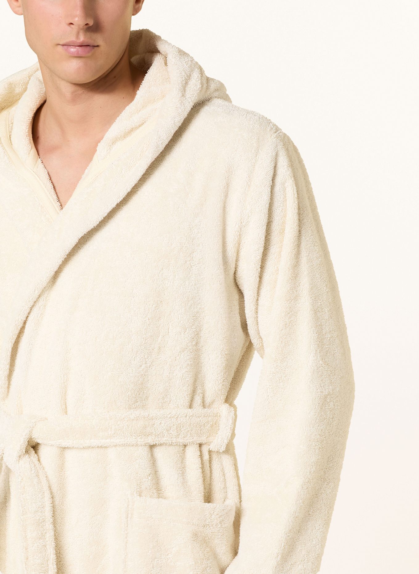 Marc O'Polo Men’s bathrobe with hood: WHITE