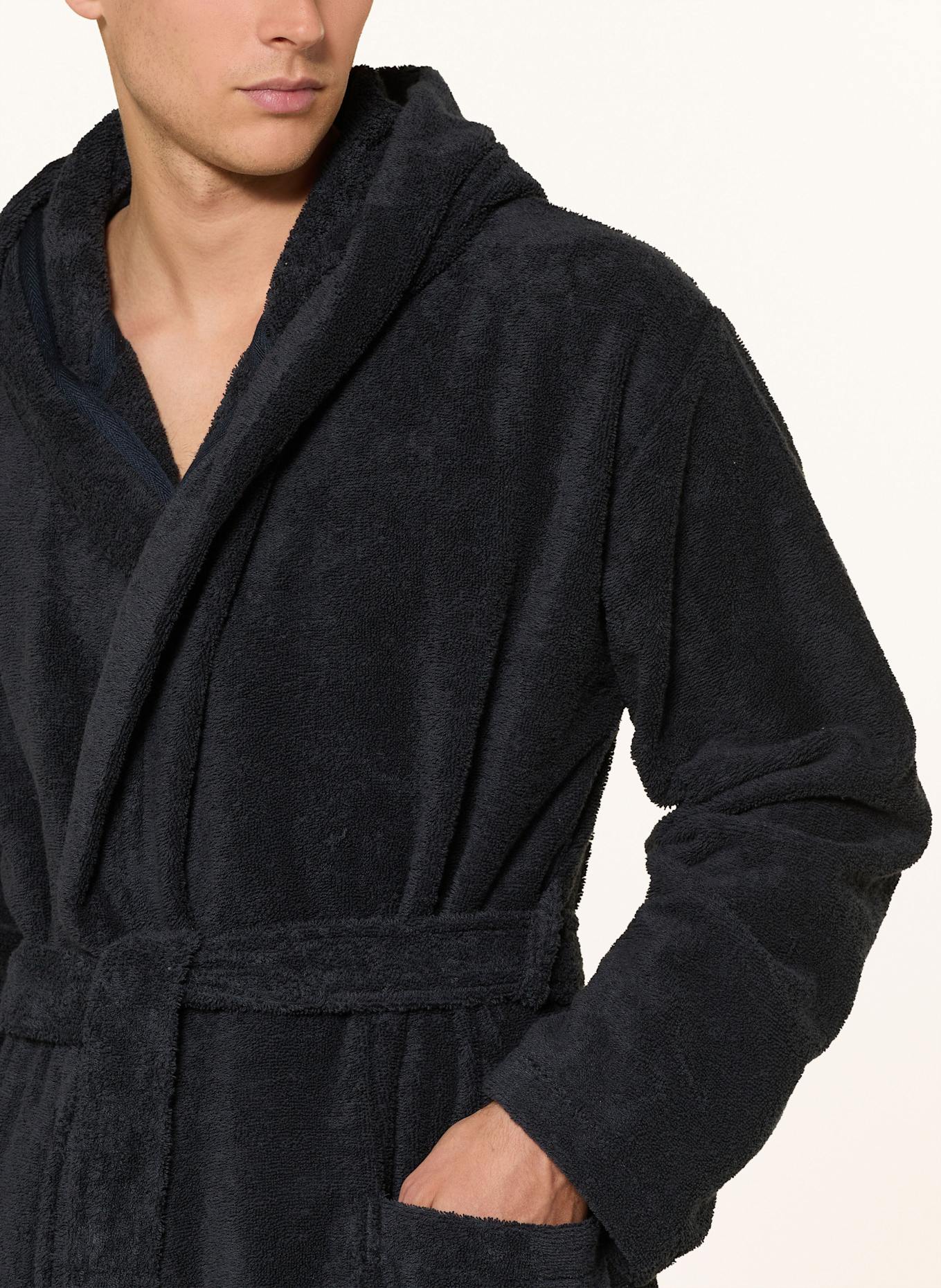 Marc O'Polo Bordo Men’s bathrobe with hood: DARK BLUE