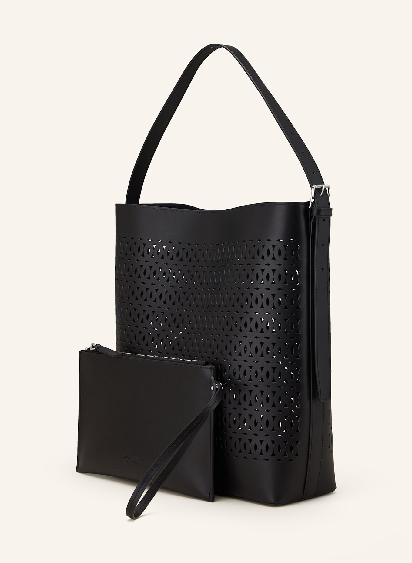 Marc O'Polo Schultertasche MEDIUM mit Pouch: SCHWARZ