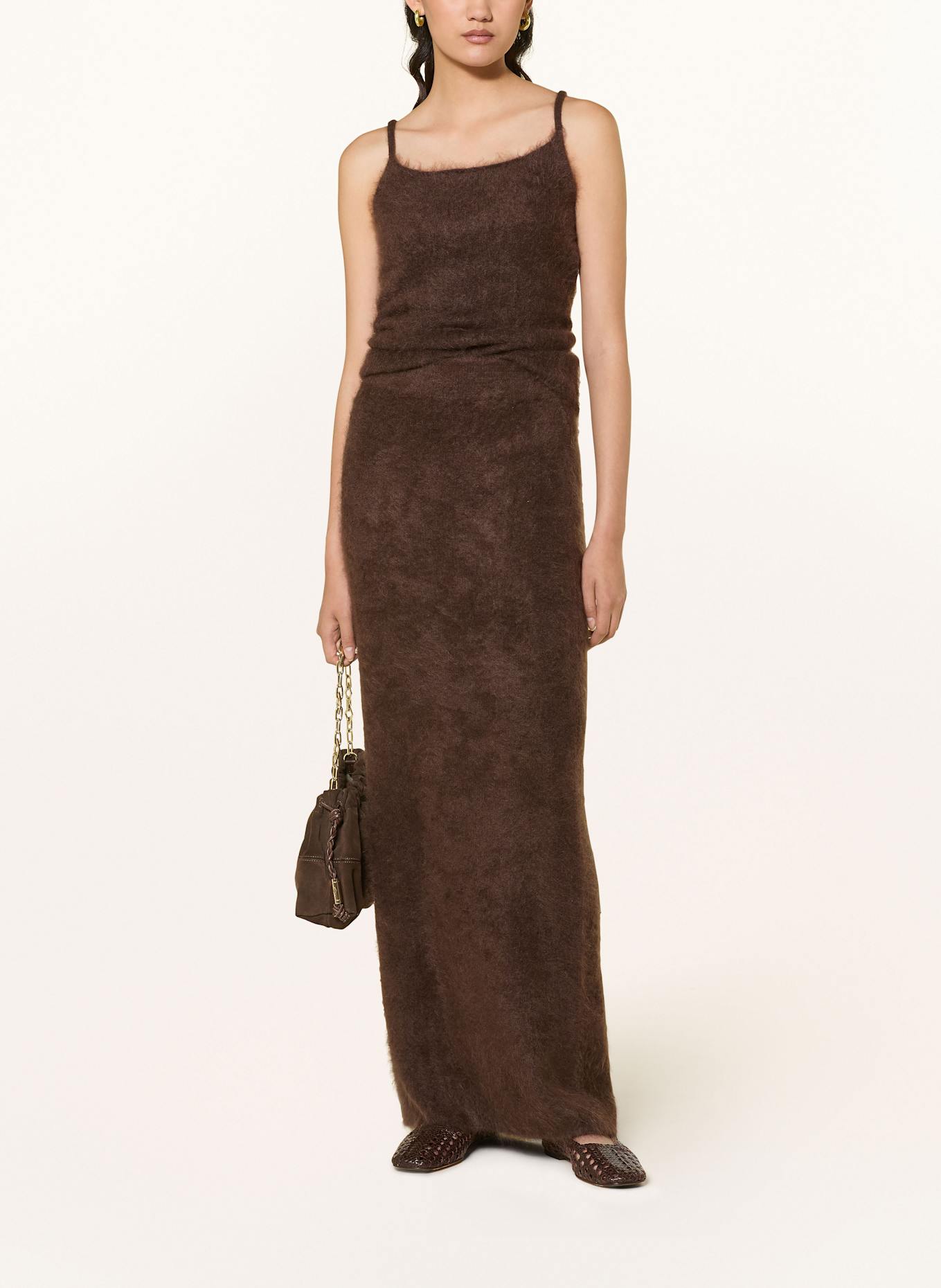 SOFT GOAT Knit top in cashmere: DARK BROWN