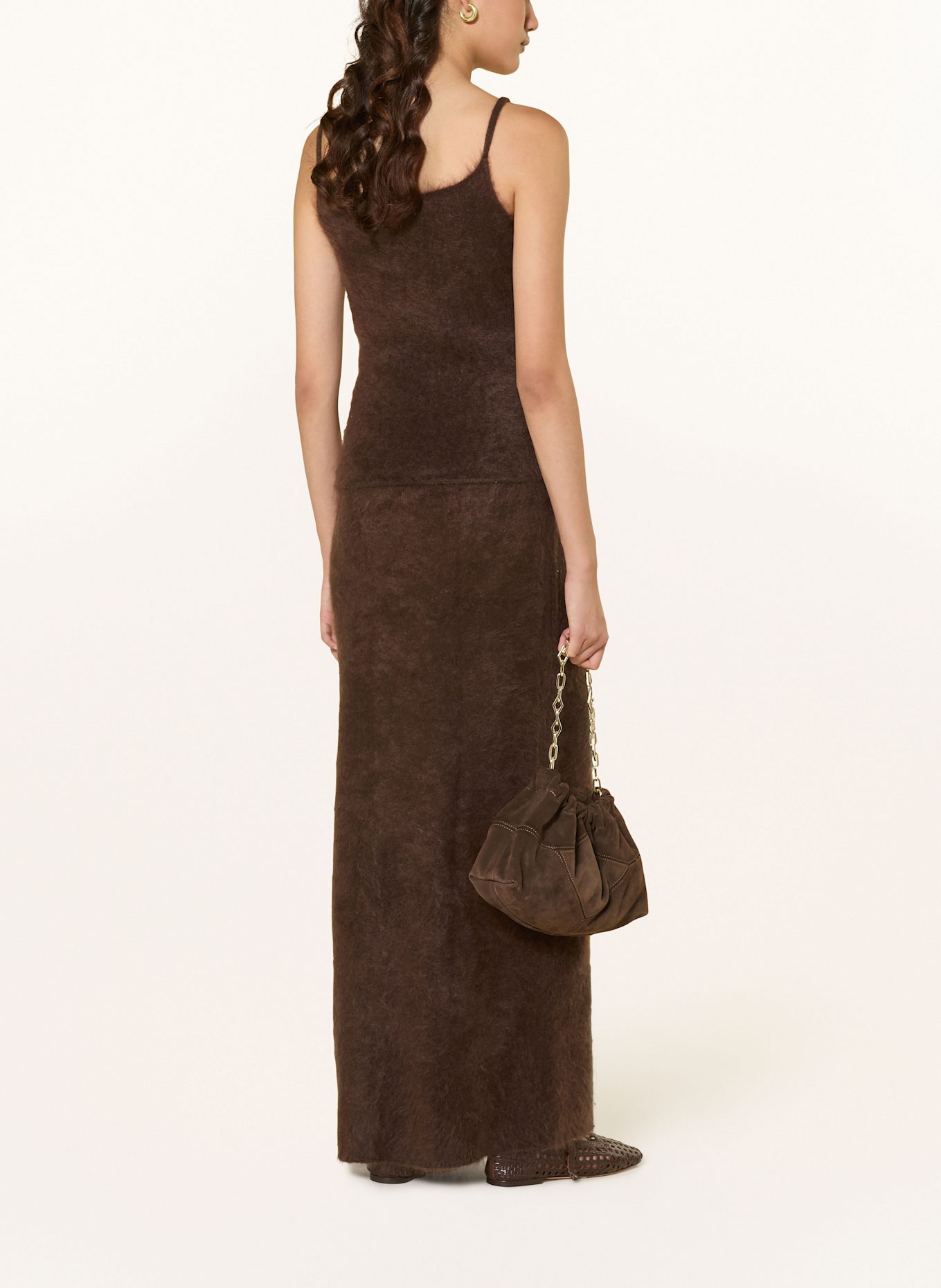 SOFT GOAT Knit top in cashmere: DARK BROWN