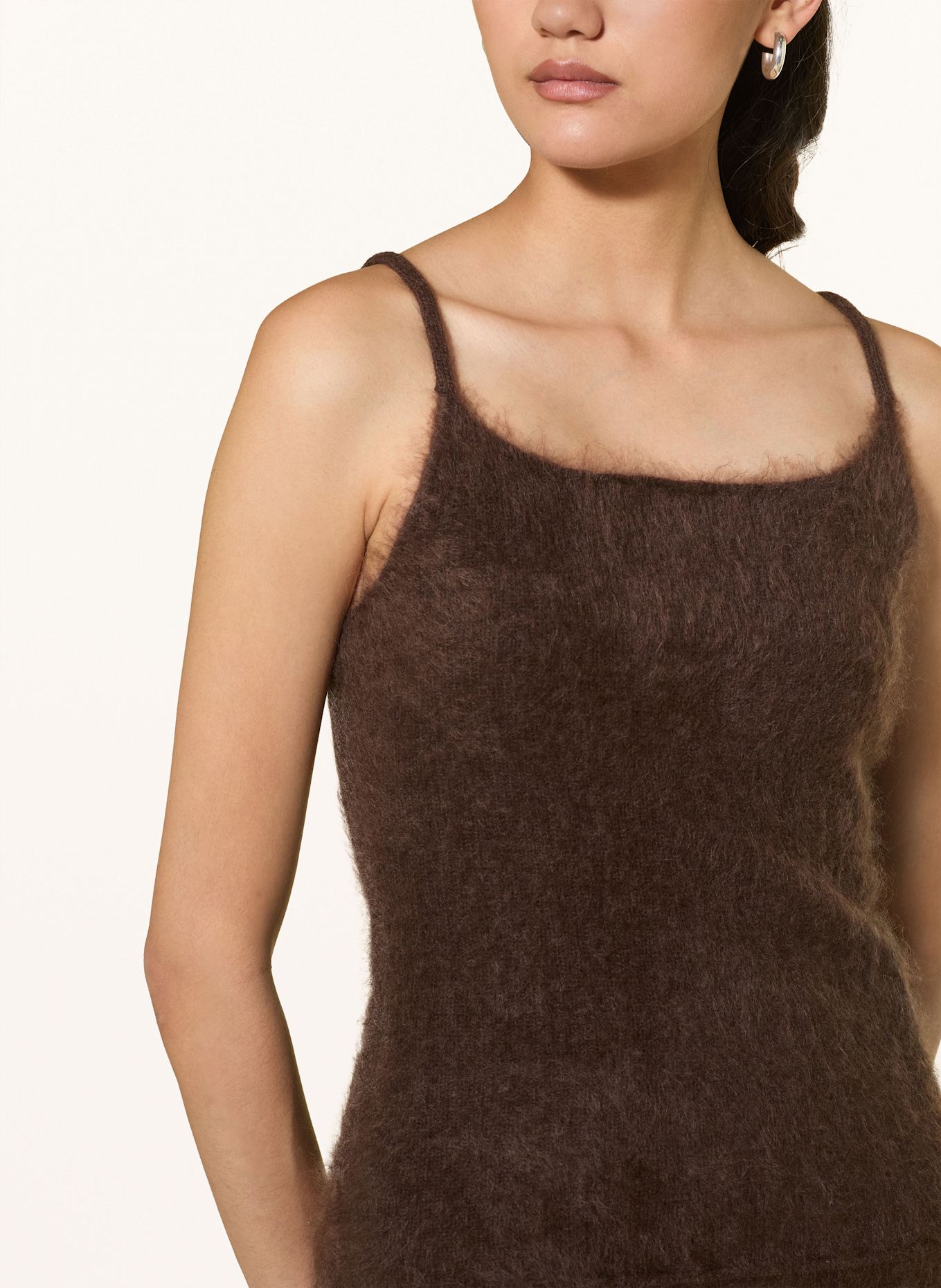 SOFT GOAT Knit top in cashmere: DARK BROWN