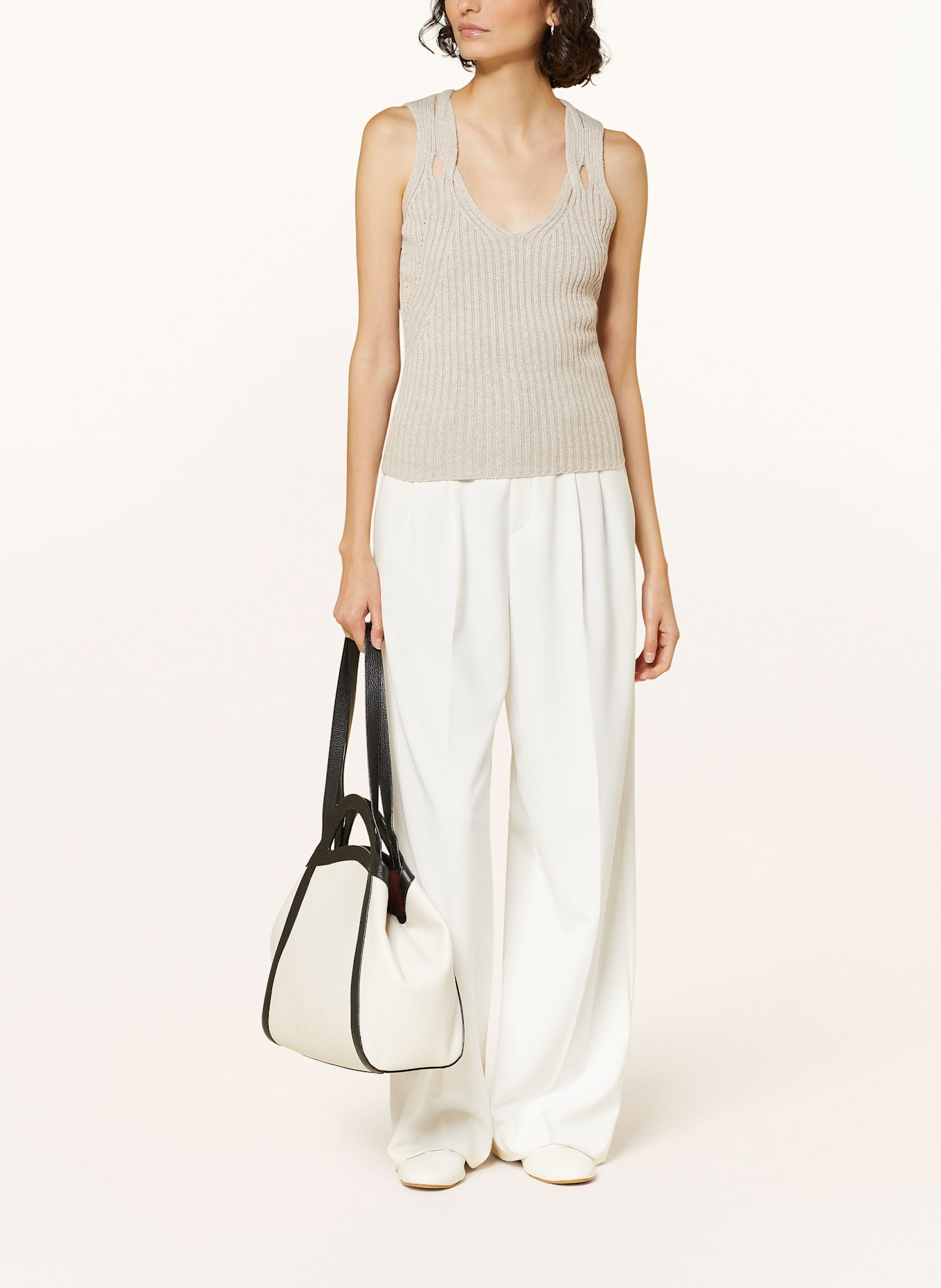 REISS Knit top ALETHIA with linen: LIGHT BROWN