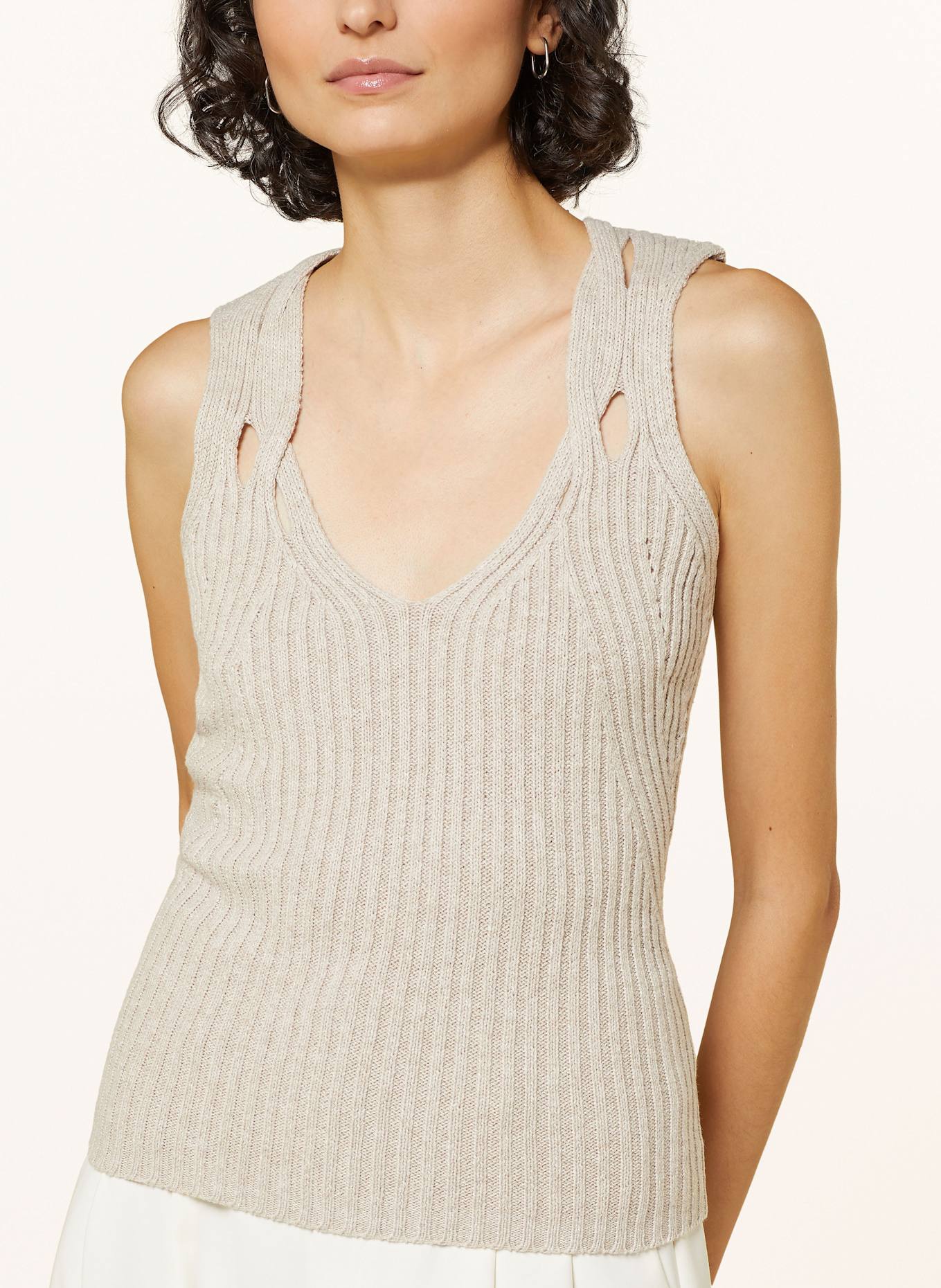 REISS Knit top ALETHIA with linen: LIGHT BROWN