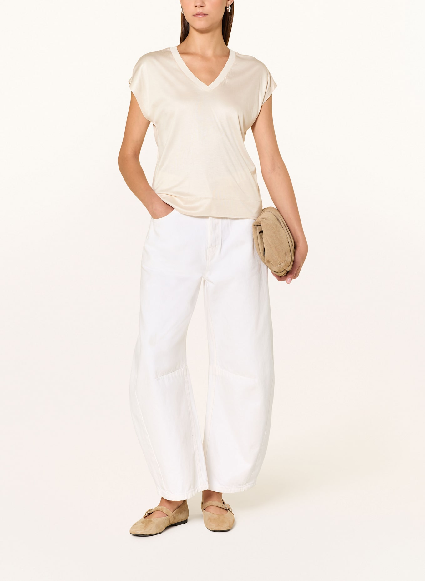OPUS T-Shirt SAVILCHEN: ECRU